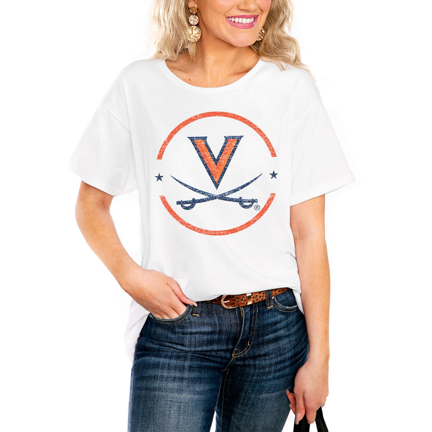 Women's White Virginia Cavaliers End Zone Easy T-Shirt