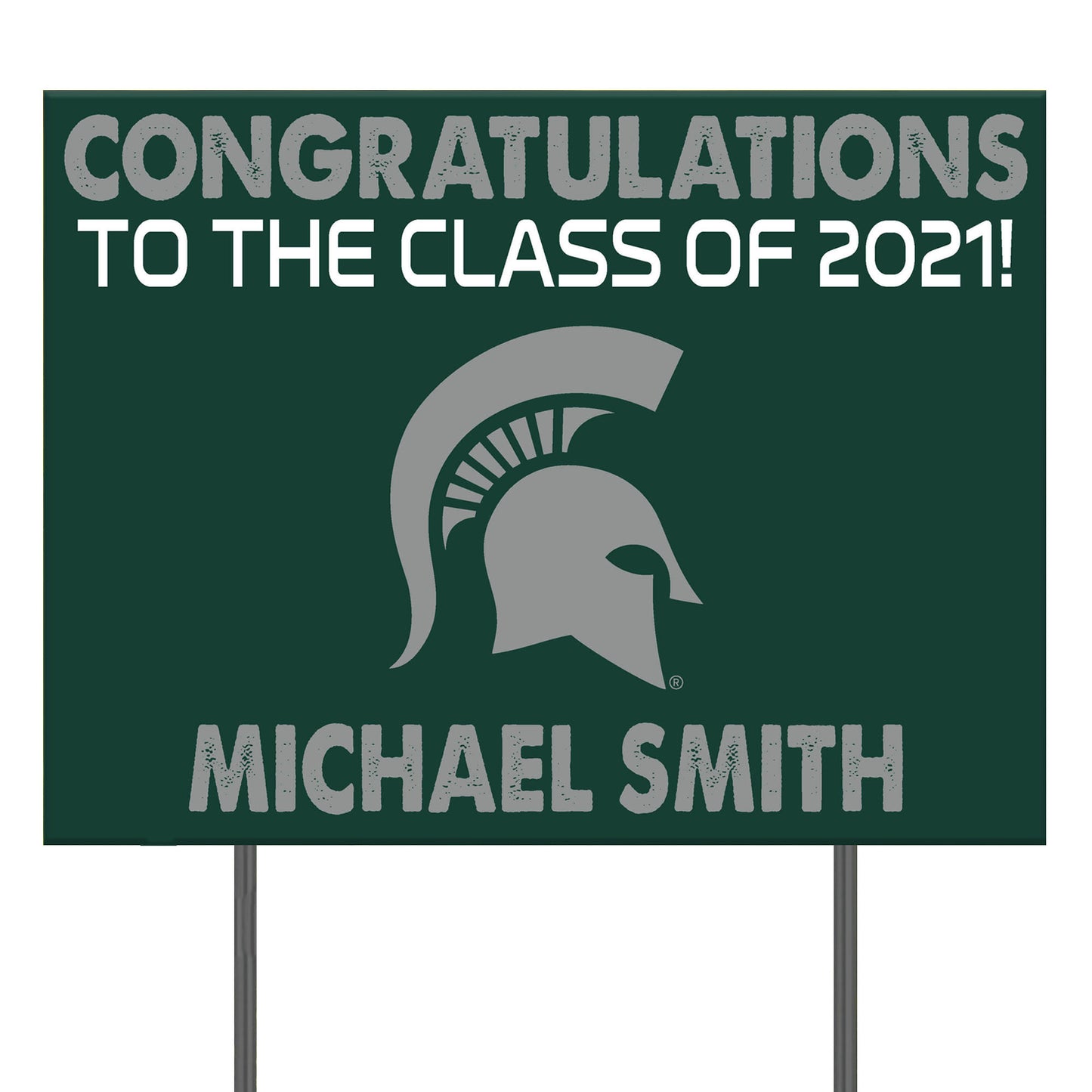 Michigan State Spartans 24'' x 18'' Congrats Class of 2021 Personalized Yard Sign