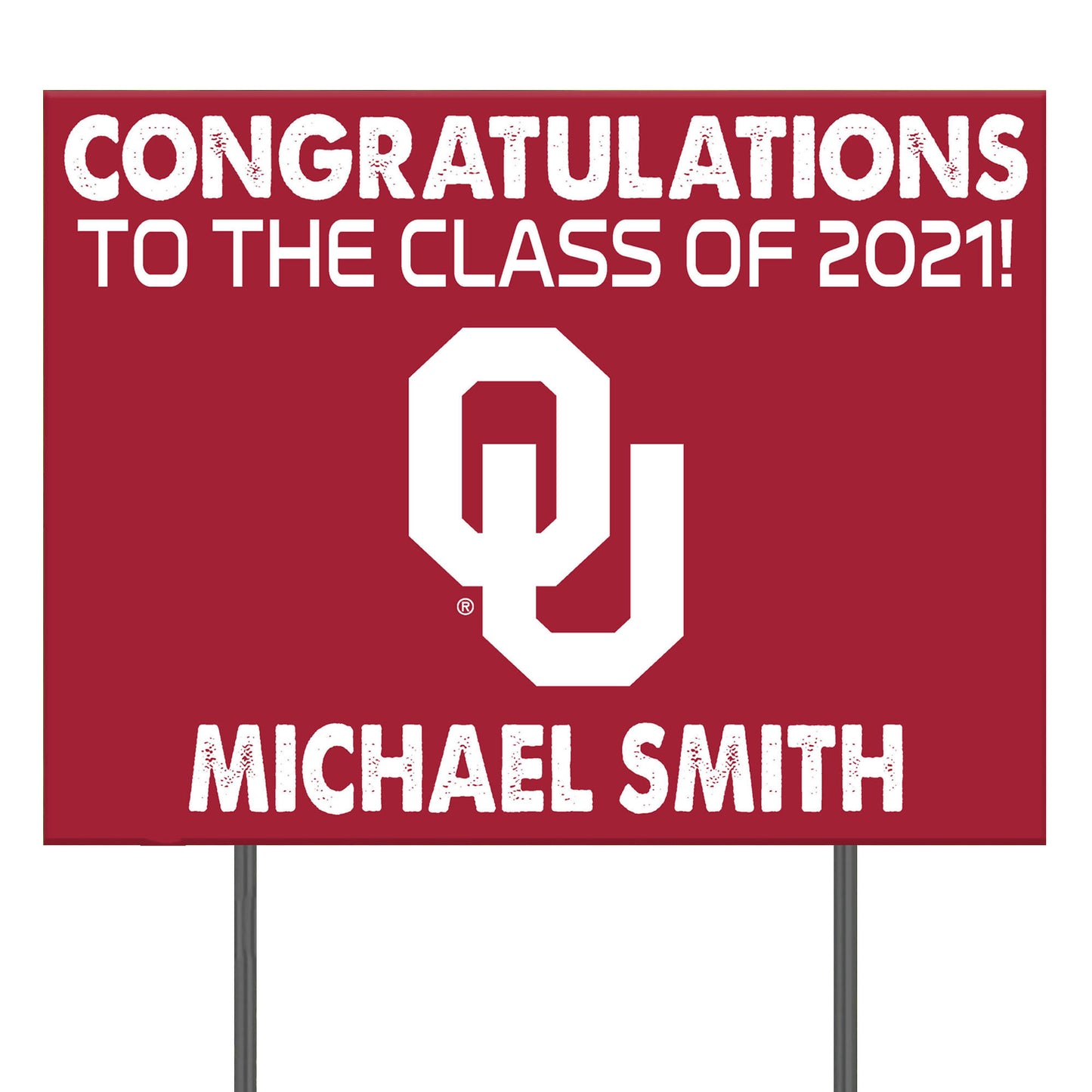 Oklahoma Sooners 24'' x 18'' Congrats Class of 2021 Personalized Yard Sign