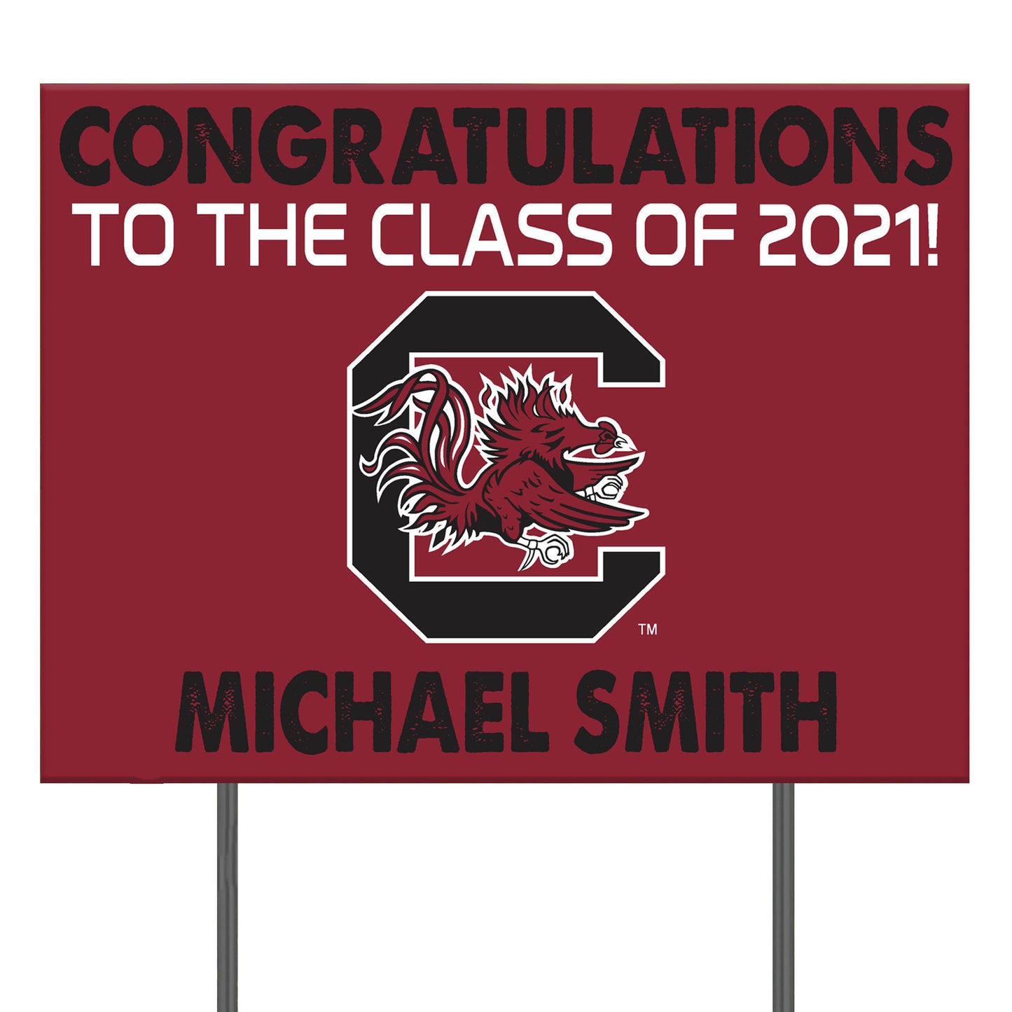 South Carolina Gamecocks 24'' x 18'' Congrats Class of 2021 Personalized Yard Sign