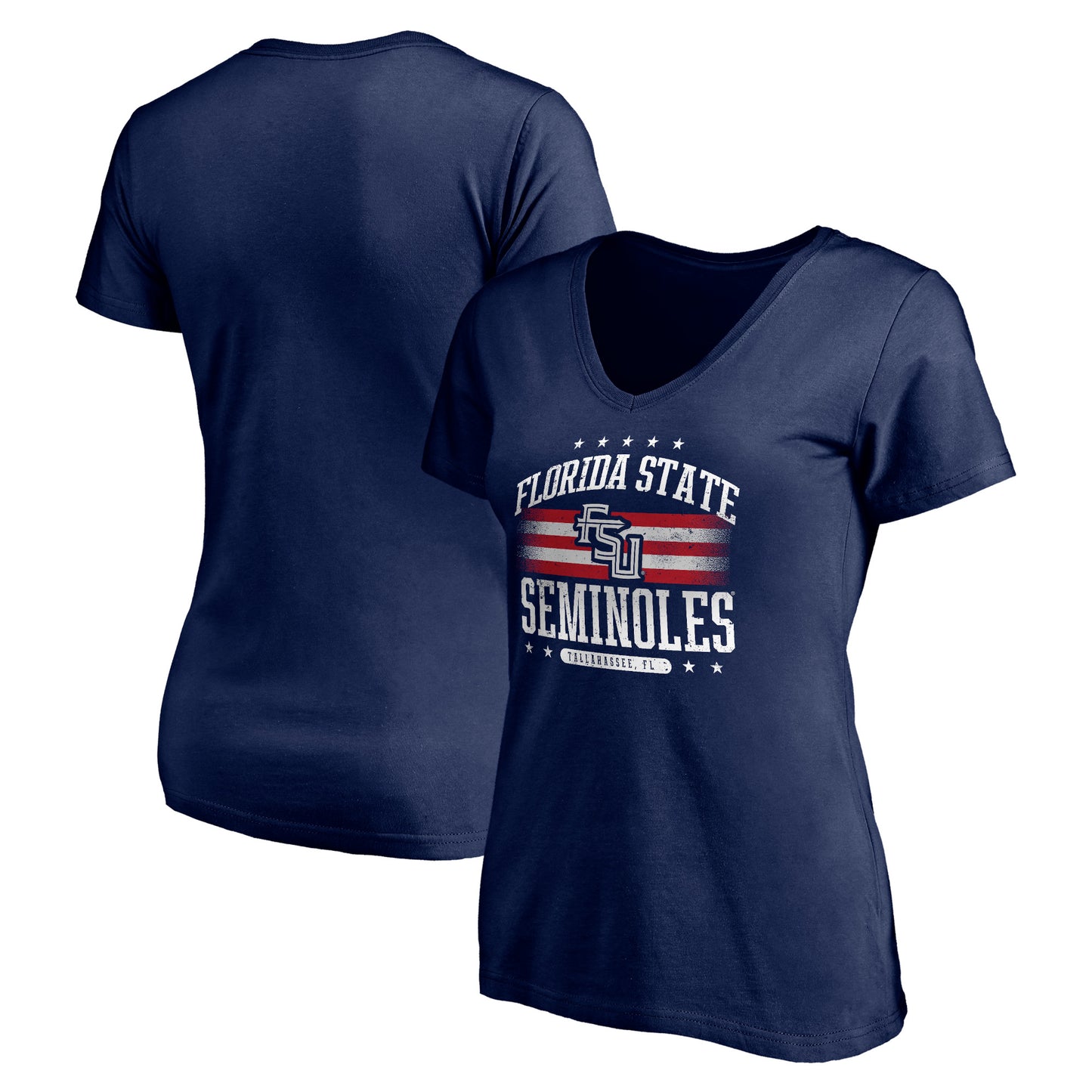 Women's Navy Florida State Seminoles City Pride V-Neck T-Shirt