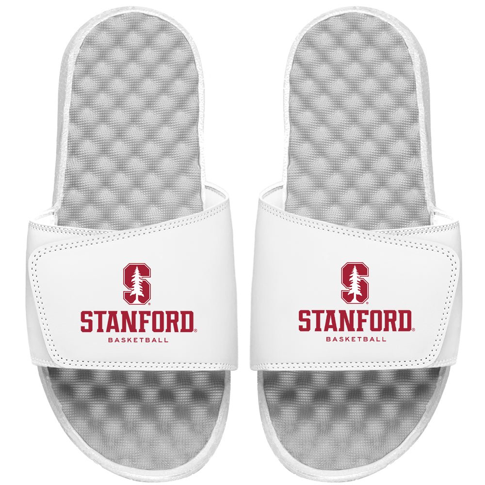 Men's ISlide White Stanford Cardinal Basketball Wordmark Slide Sandals
