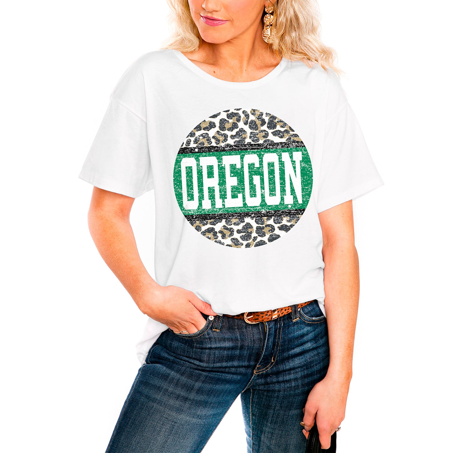 Women's White Oregon Ducks Scoop & Score Easy T-Shirt