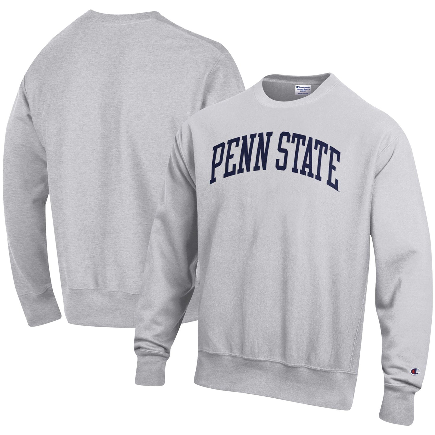 Men's Champion Heathered Gray Penn State Nittany Lions Arch Reverse Weave Pullover Sweatshirt