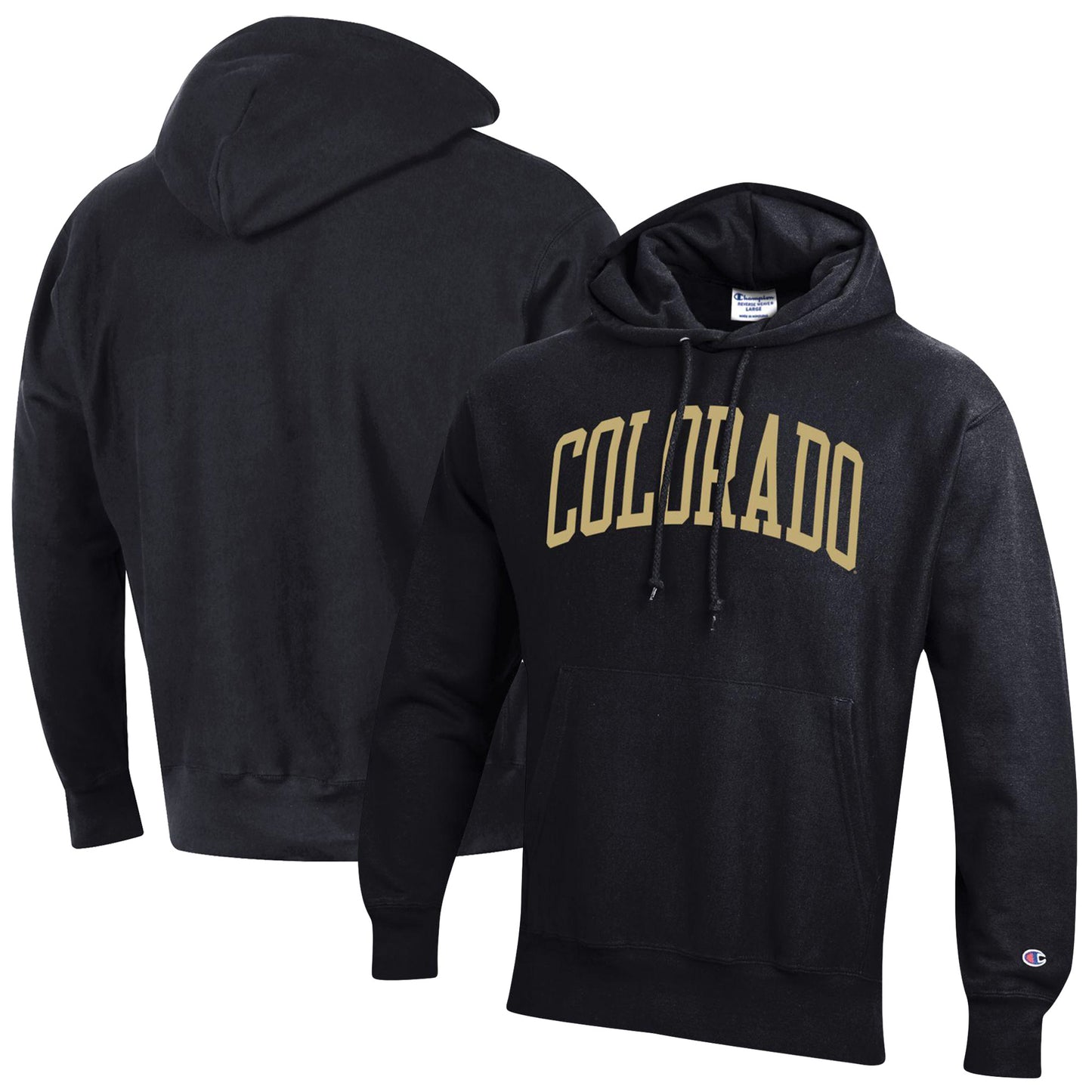 Men's Champion Black Colorado Buffaloes Team Arch Reverse Weave Pullover Hoodie