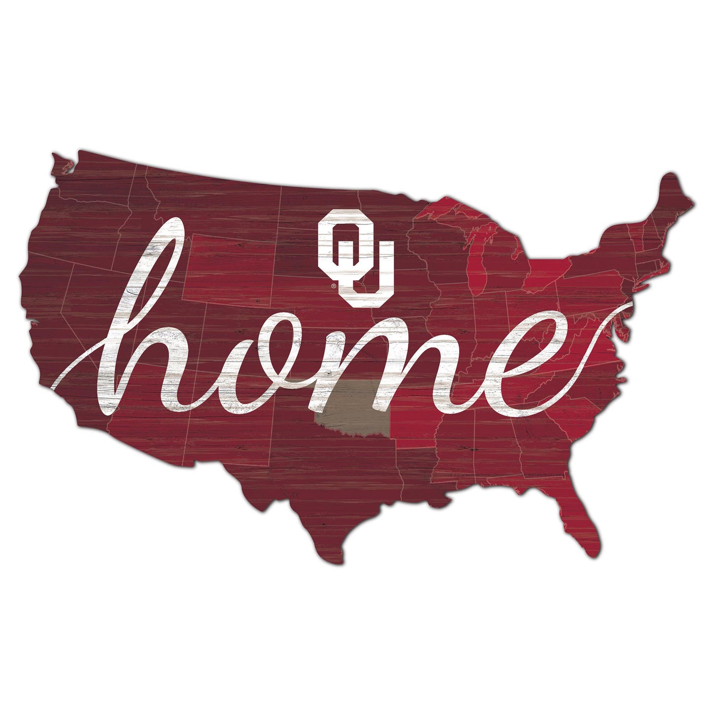 Oklahoma Sooners 18'' x 18'' USA Shape Cutout Sign
