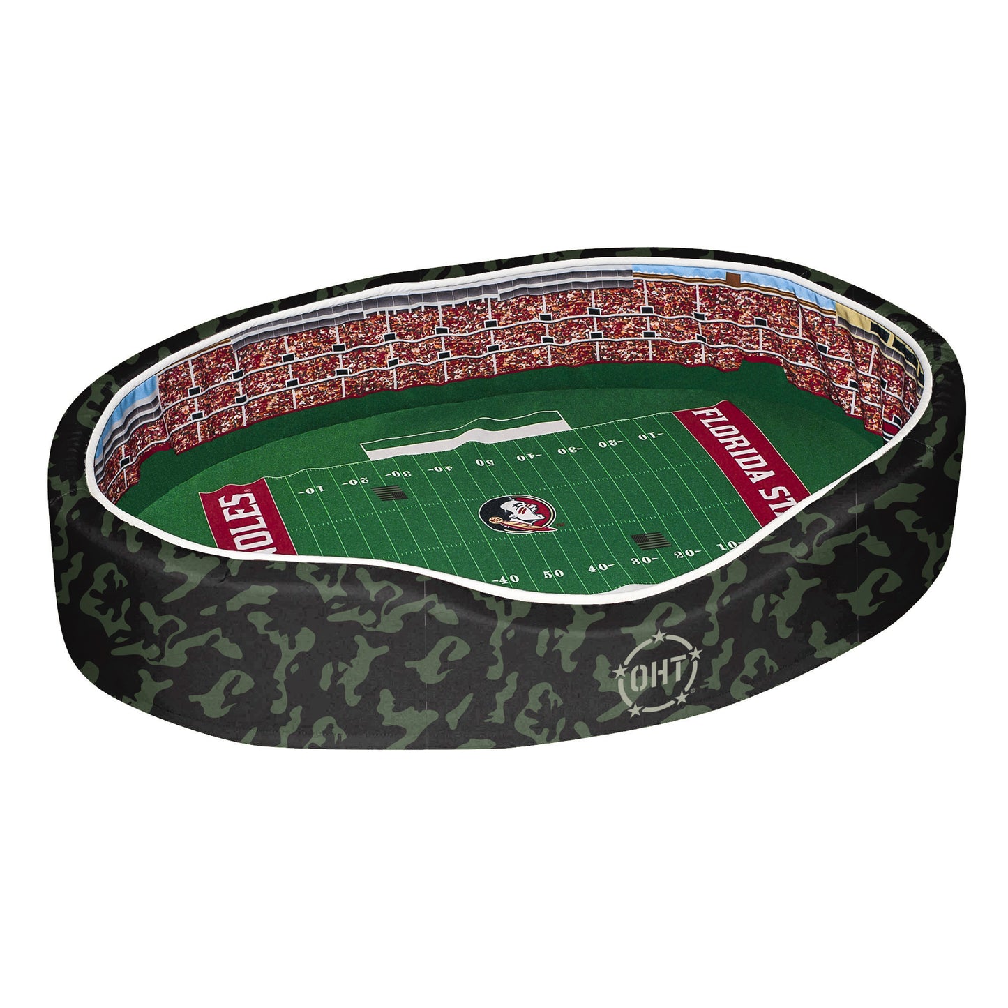 Camo Florida State Seminoles 34'' x 22'' x 7'' Operation Hat Trick Medium Stadium Oval Pet Bed