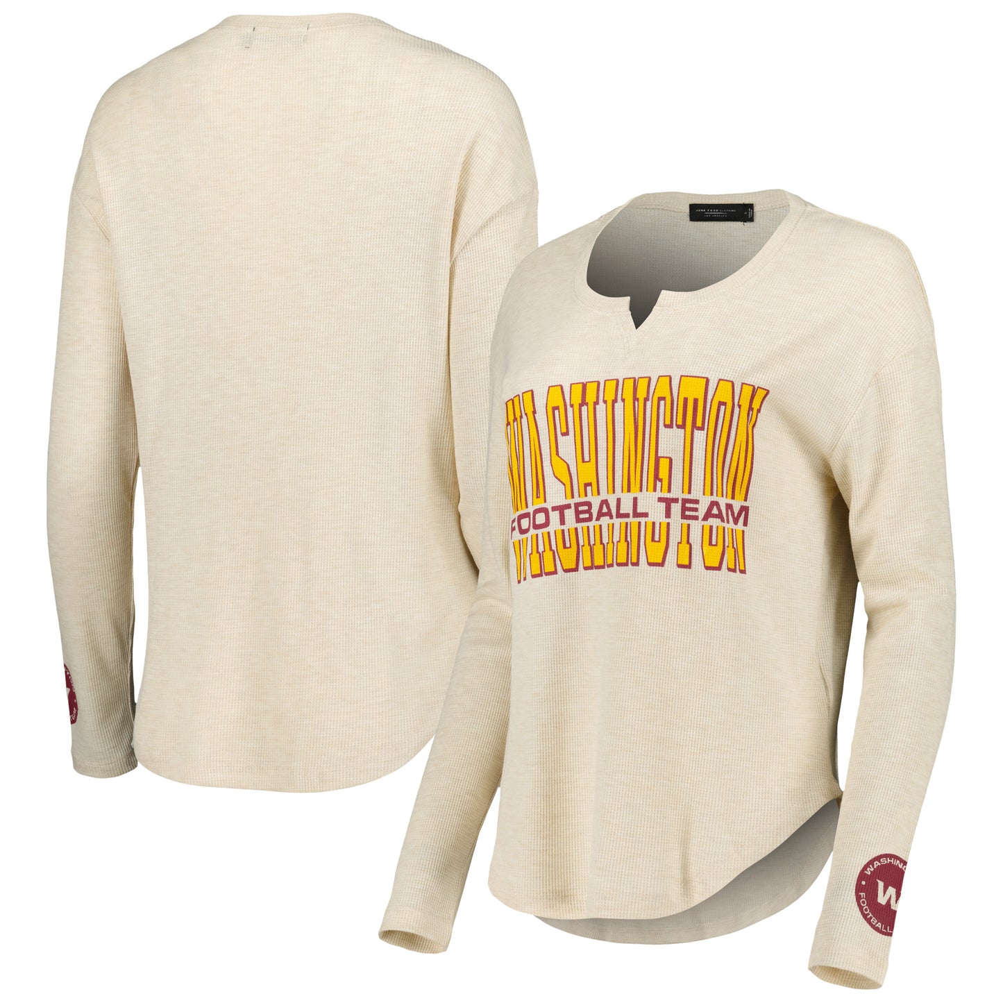 Women's Junk Food Oatmeal Washington Commanders Sunday Long Sleeve Tri-Blend Thermal T-Shirt