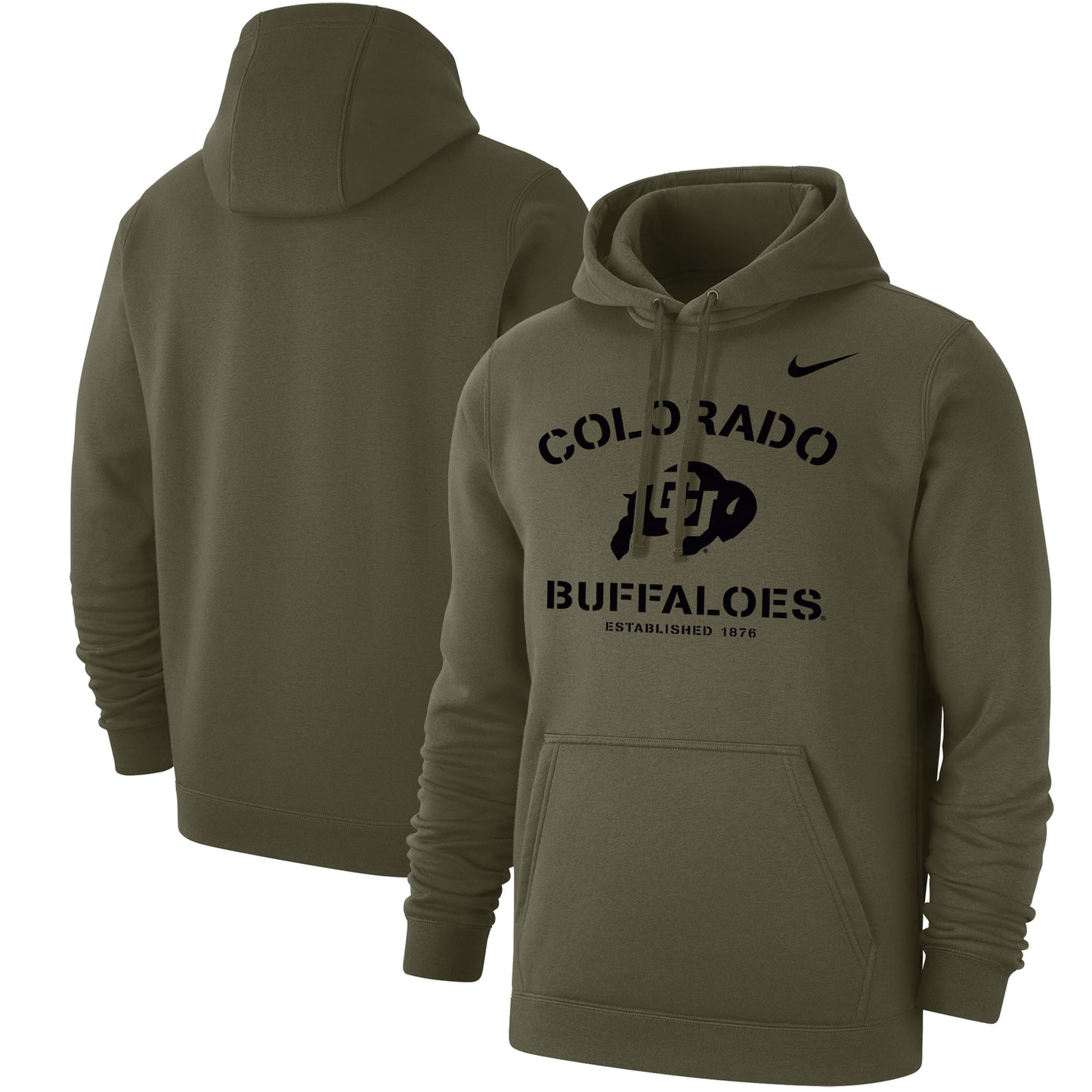 Men's Nike Olive Colorado Buffaloes Stencil Arch Club Fleece Pullover Hoodie