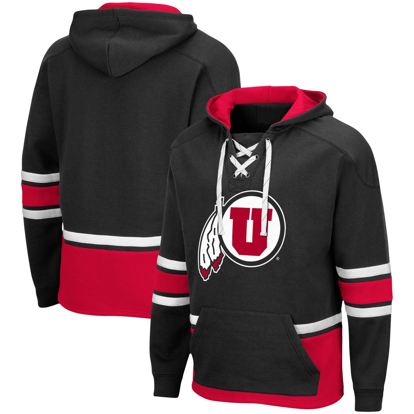 Men's Colosseum Black Utah Utes Lace Up 3.0 Pullover Hoodie