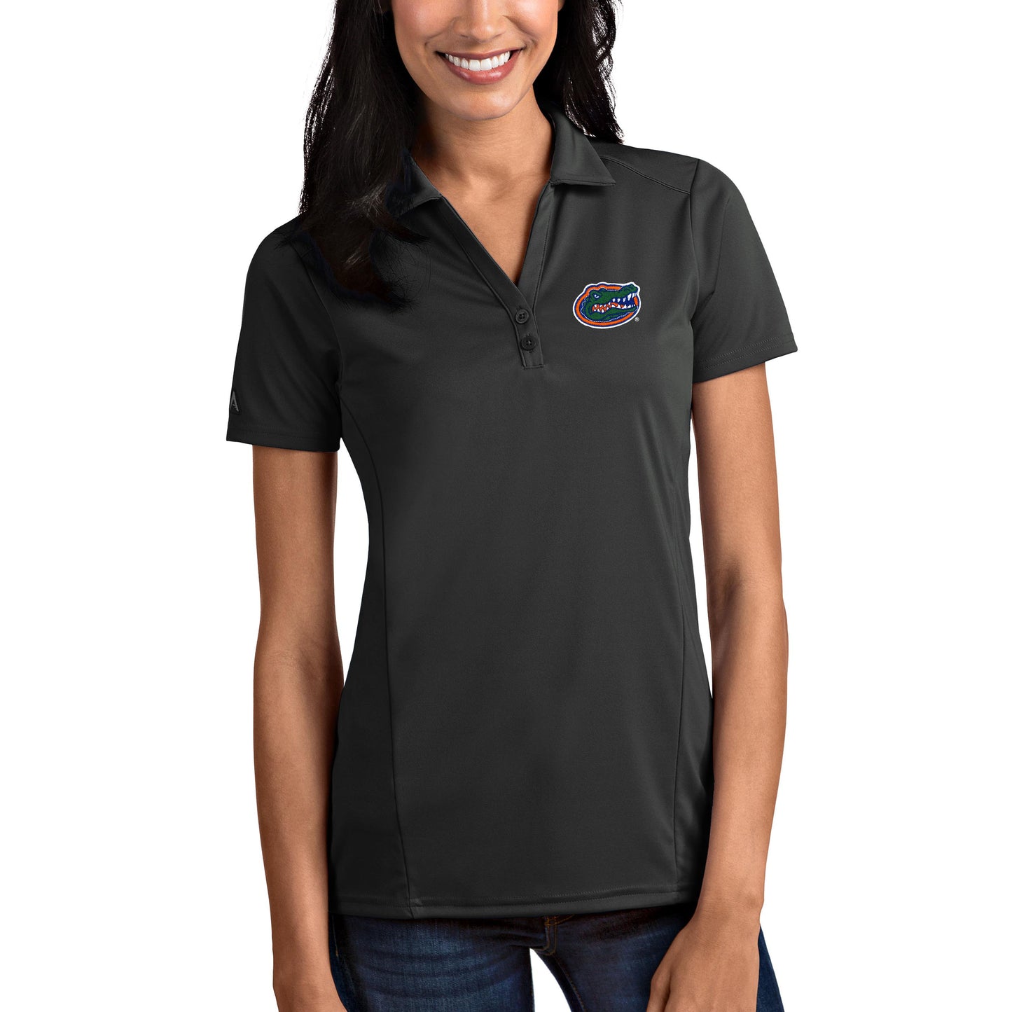 Women's Antigua Charcoal Florida Gators Tribute Polo