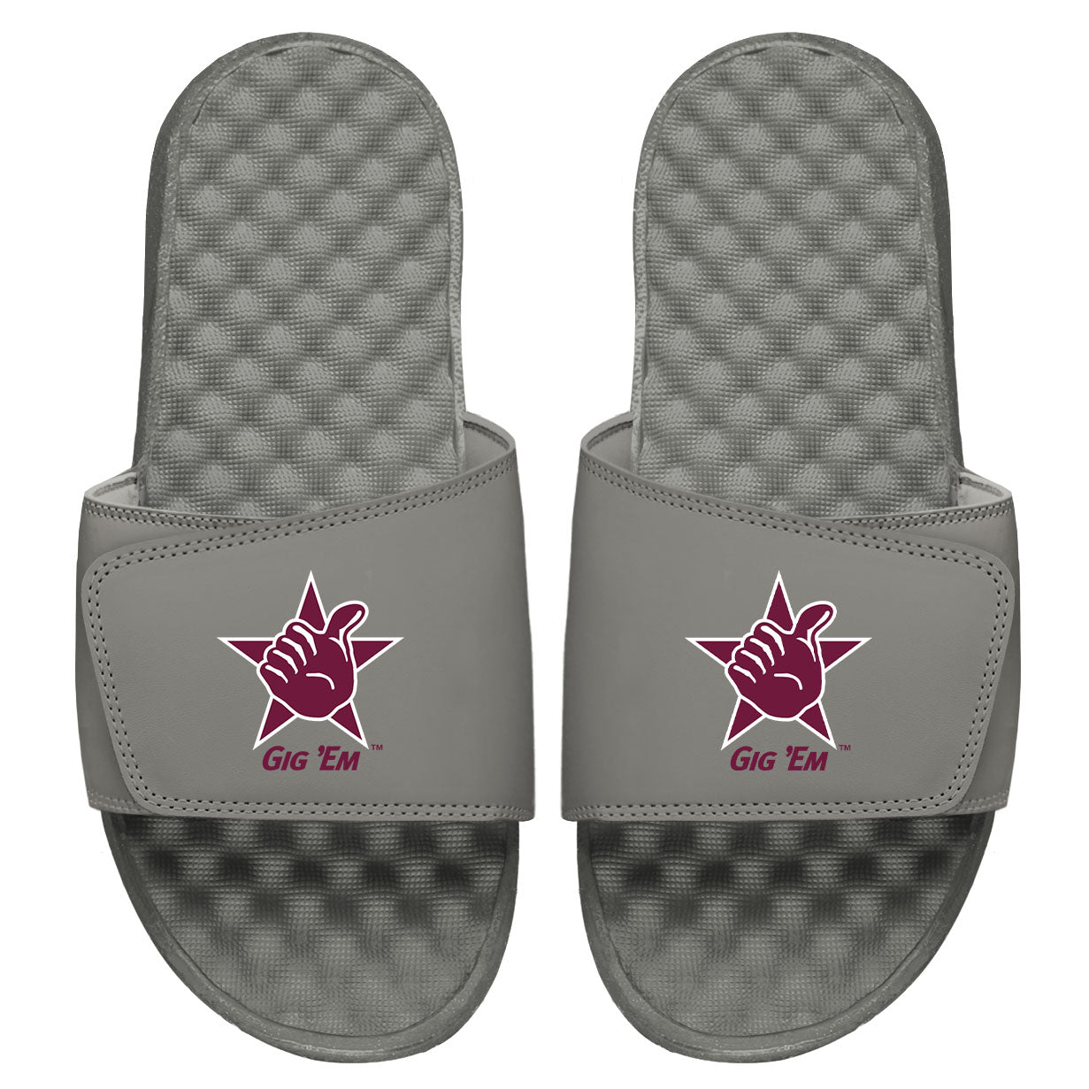 Youth ISlide Gray Texas A&M Aggies Gig 'Em Logo Slide Sandals
