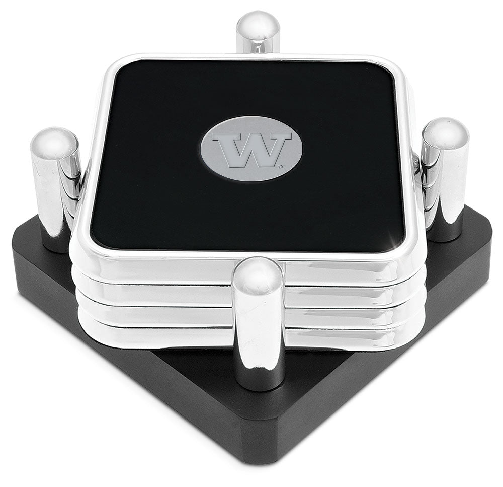 Silver Washington Huskies 4-Piece Square Coaster Set