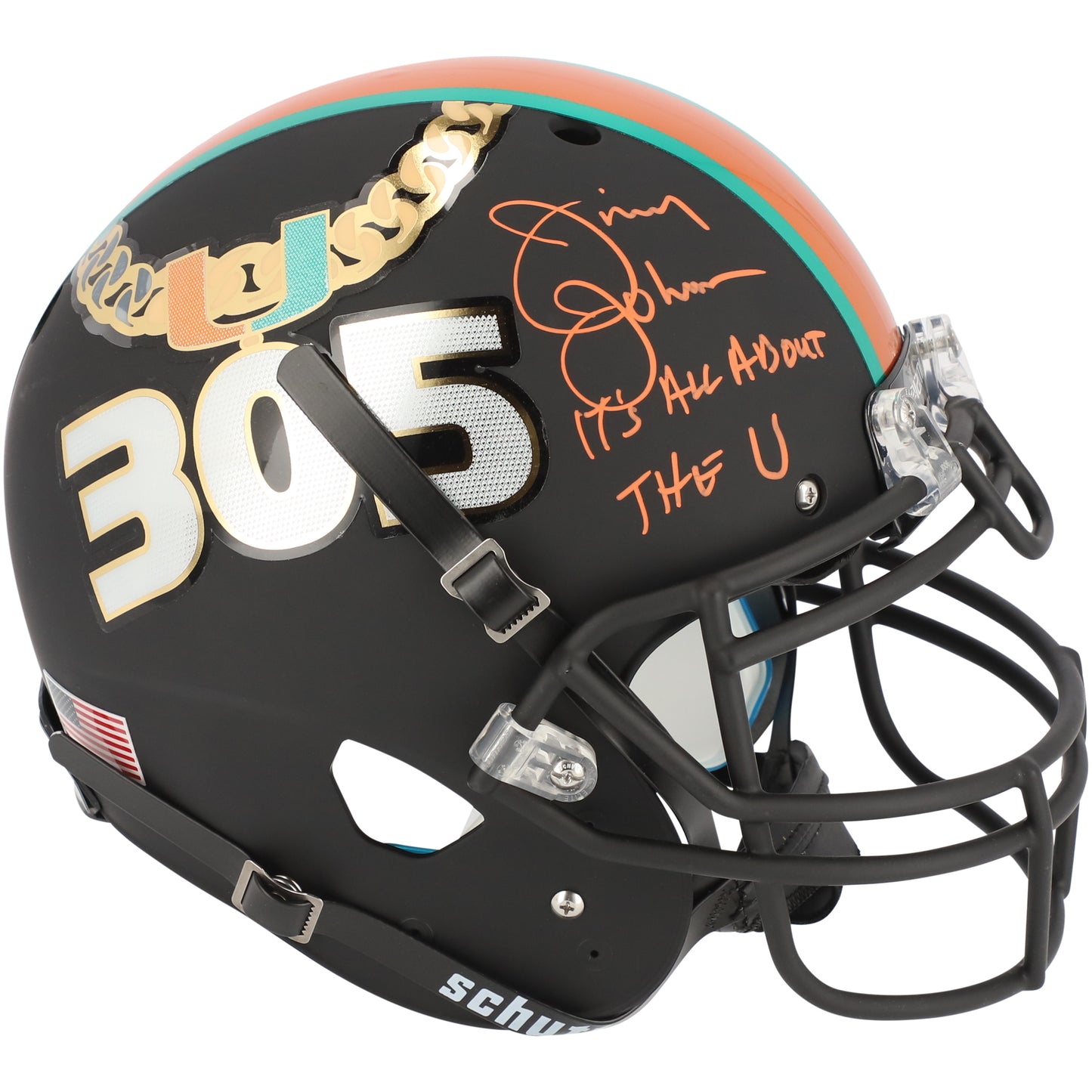 Jimmy Johnson Miami Hurricanes Autographed Schutt Tradition Authentic Helmet with "It's All About the U" Inscription - Fanatics Exclusive