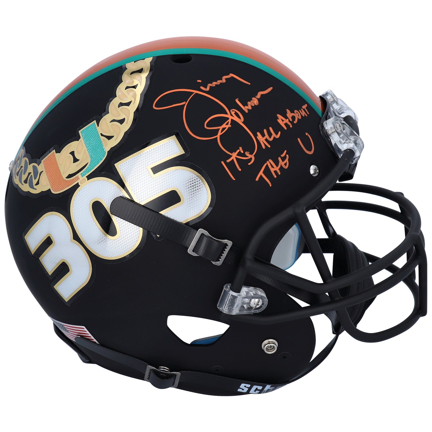 Jimmy Johnson Miami Hurricanes Autographed Schutt Tradition Replica Helmet with "Its All About the U" Inscription - Fanatics Exclusive