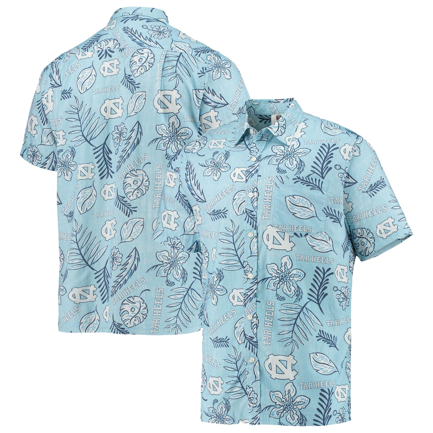 Men's Wes & Willy Carolina Blue North Carolina Tar Heels Vintage Floral Button-Up Shirt