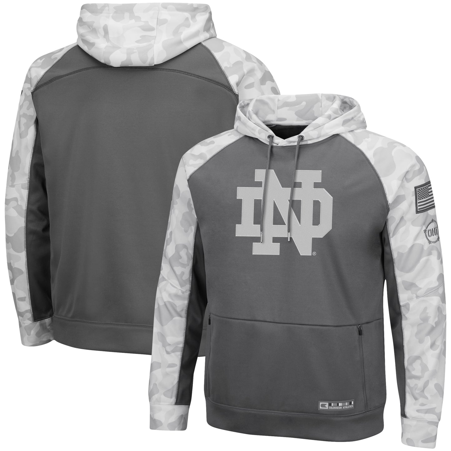 Men's Colosseum Gray/Arctic Camo Notre Dame Fighting Irish OHT Military Appreciation Tonal Raglan Pullover Hoodie