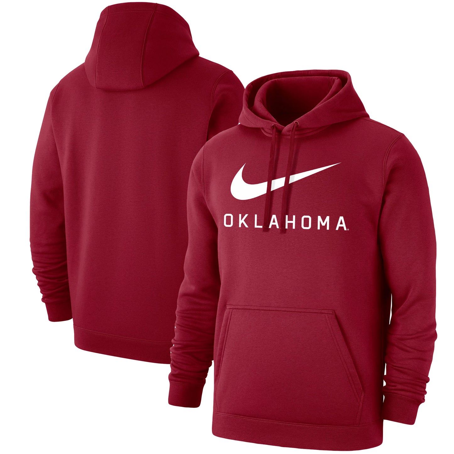 Men's Nike Crimson Oklahoma Sooners Big Swoosh Club Pullover Hoodie