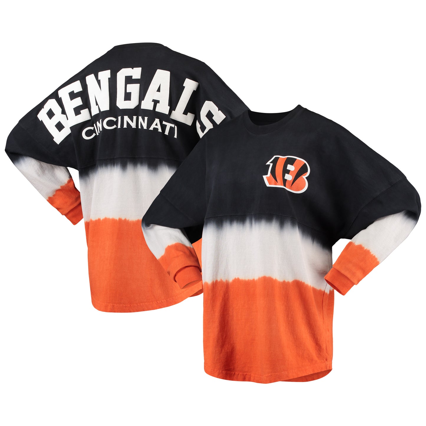 Women's Fanatics Black/Orange Cincinnati Bengals Ombre Long Sleeve T-Shirt