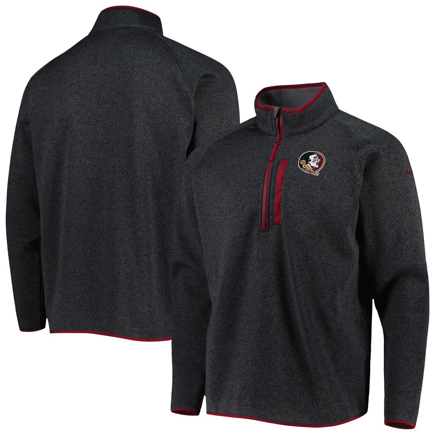 Men's Columbia Charcoal Florida State Seminoles Canyon Point Omni-Shield Raglan Half-Zip Top
