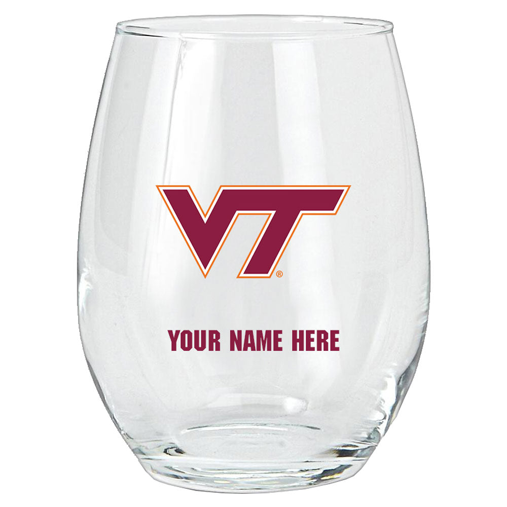 Virginia Tech Hokies 15oz. Personalized Stemless Glass Tumbler