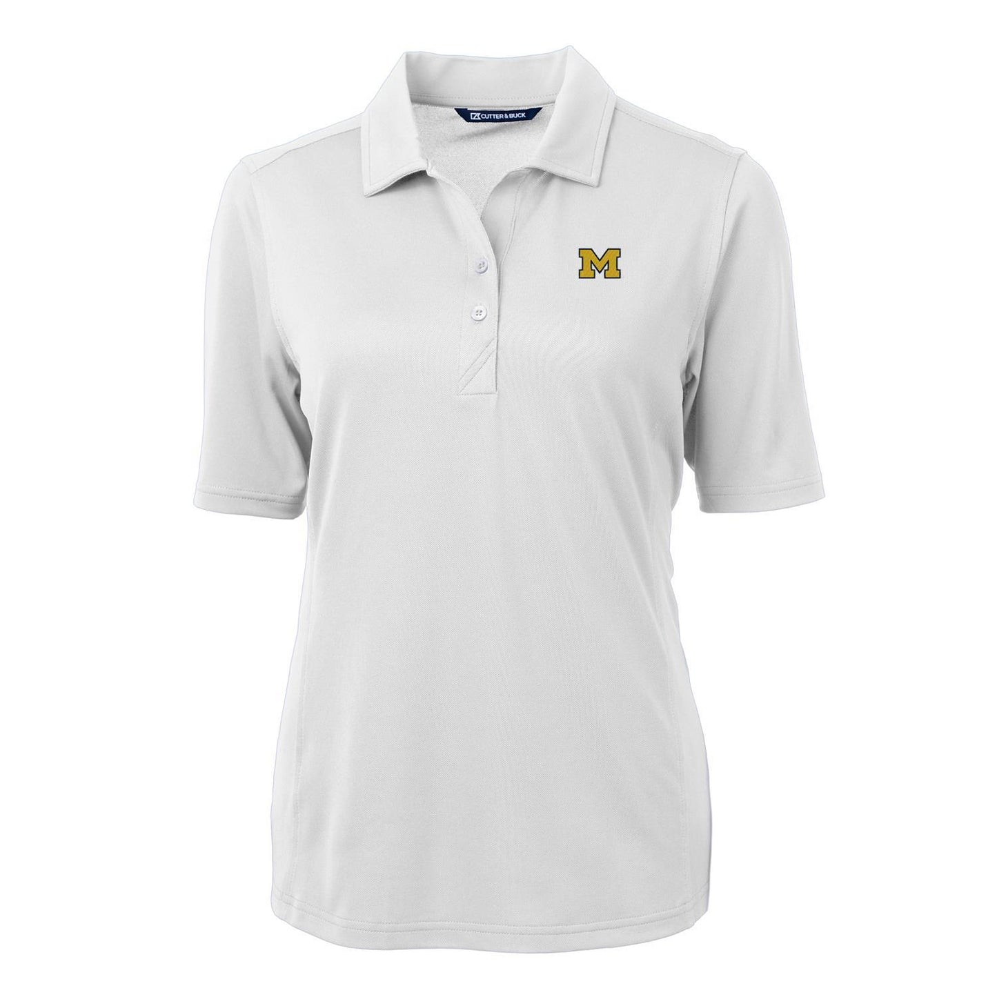 Women's Cutter & Buck White Michigan Wolverines Virtue Eco Pique Recycled Polo