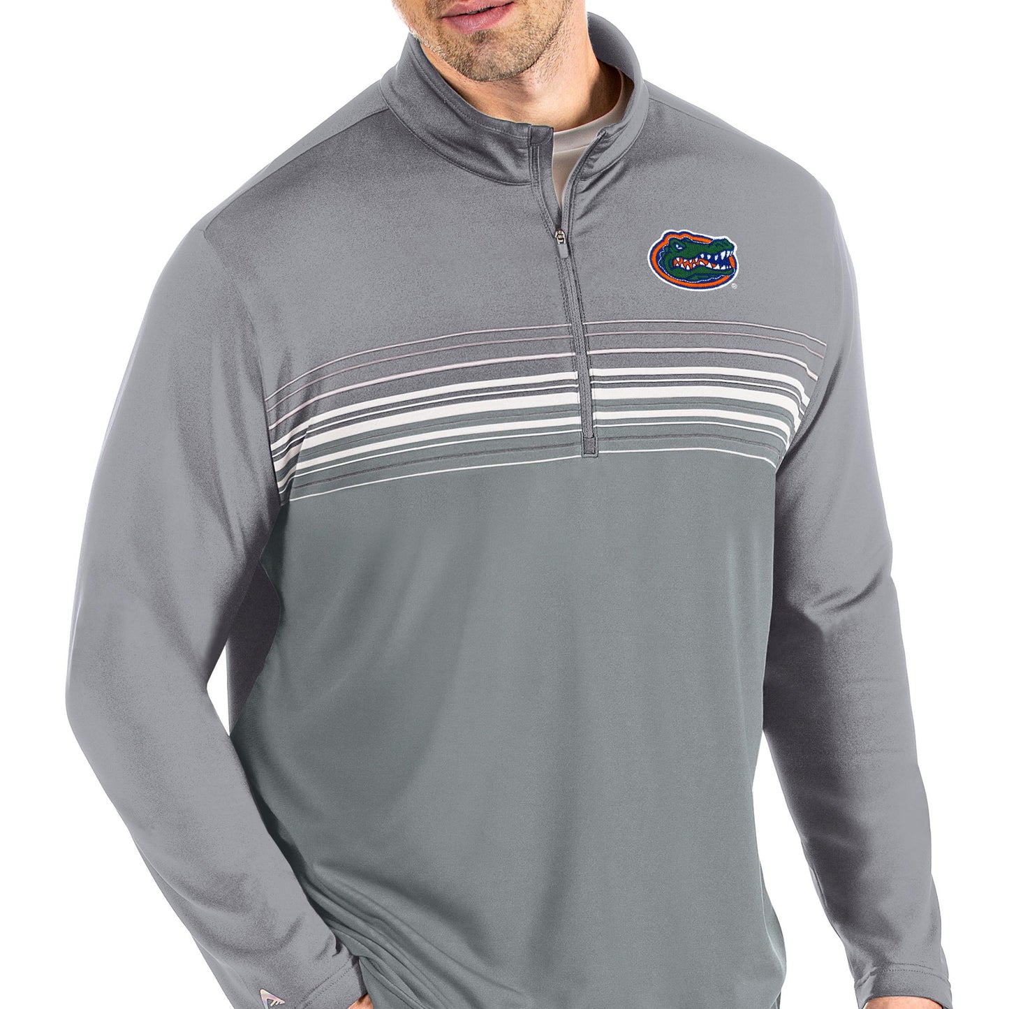 Men's Antigua Steel/Gray Florida Gators Pace Quarter-Zip Pullover Jacket
