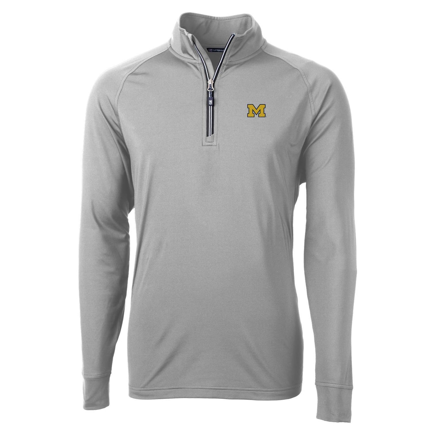 Men's Cutter & Buck Gray Michigan Wolverines Adapt Eco Knit Quarter-Zip Pullover Jacket