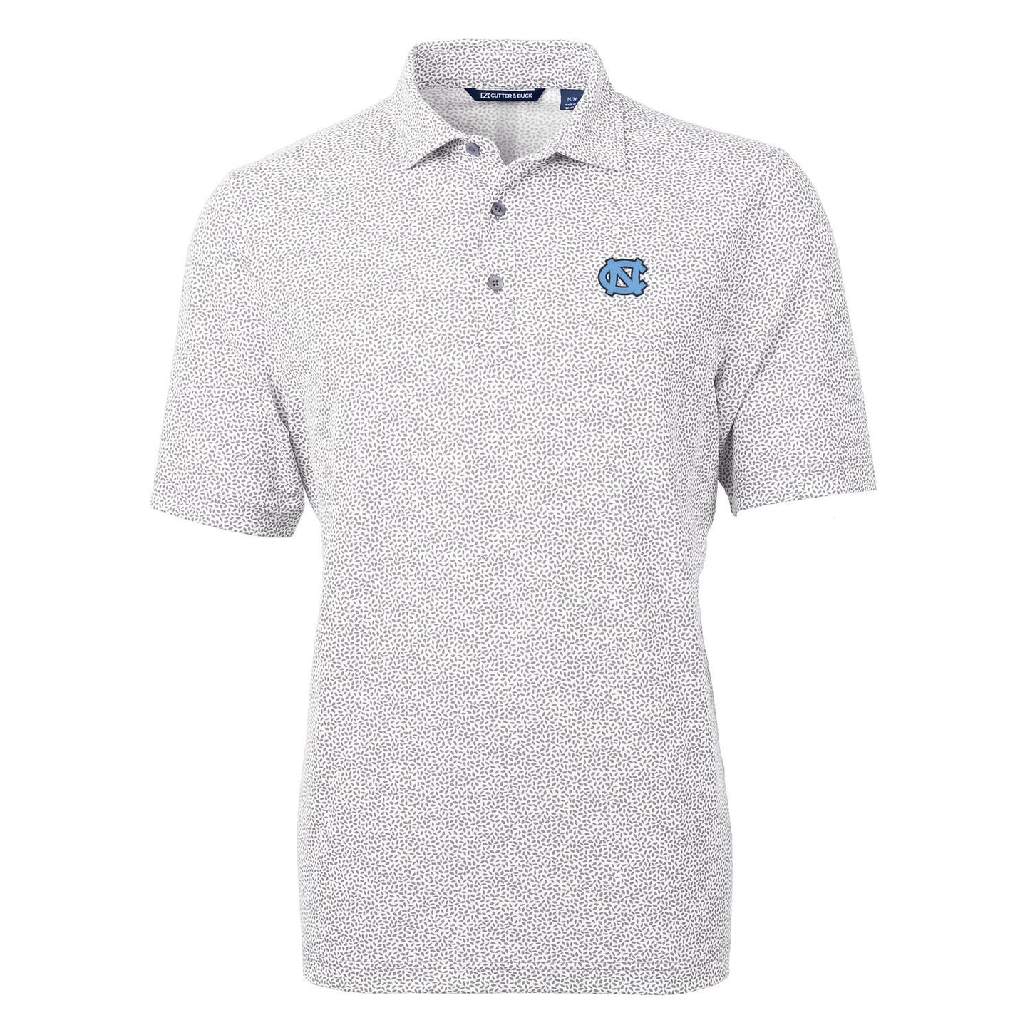 Men's Cutter & Buck Gray North Carolina Tar Heels Virtue Eco Pique Botanical Print Polo