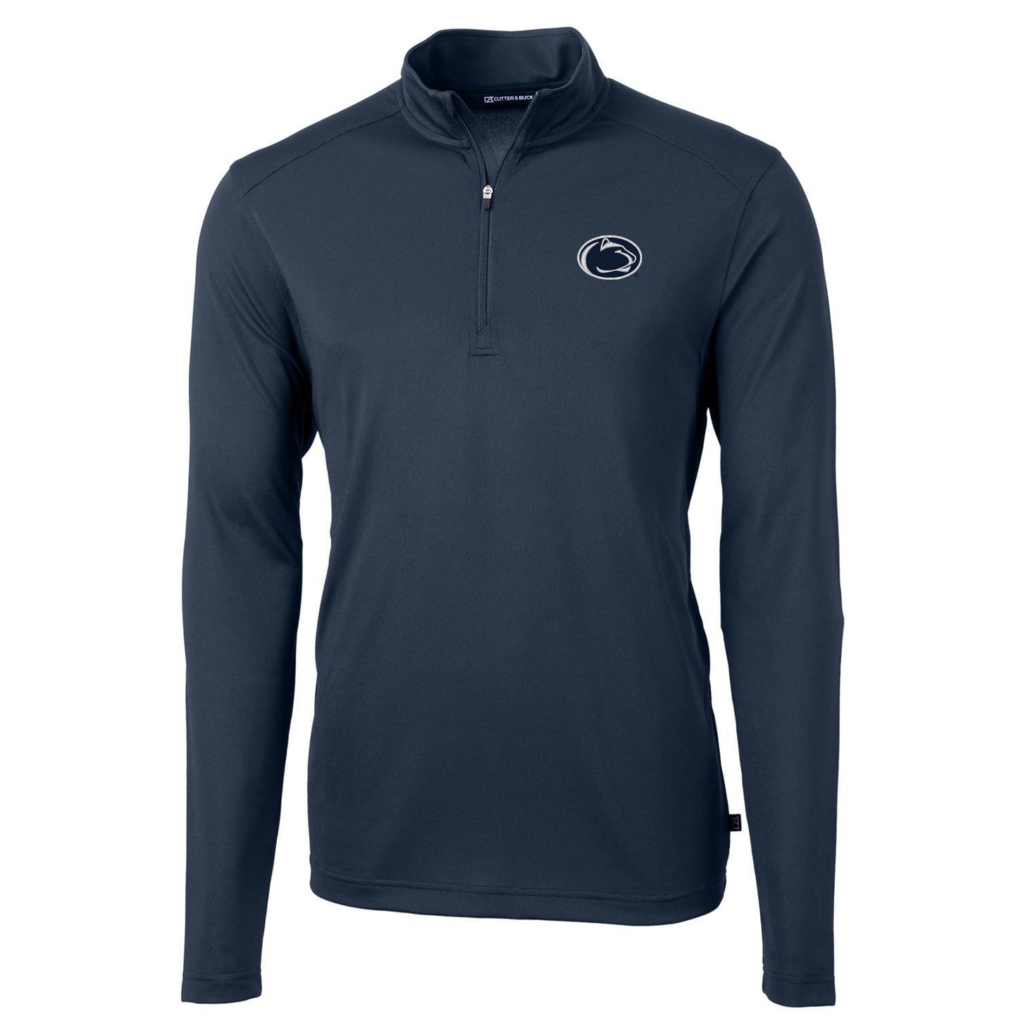 Men's Cutter & Buck Navy Penn State Nittany Lions Virtue Eco Pique Recycled Quarter-Zip Jacket