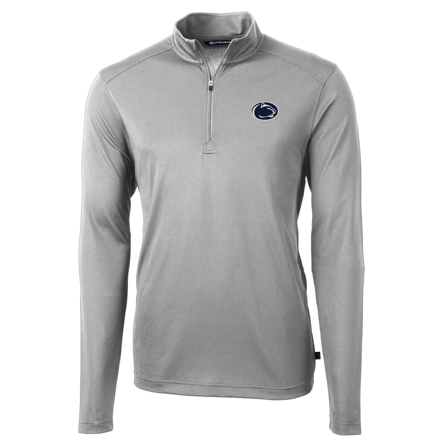 Men's Cutter & Buck Gray Penn State Nittany Lions Virtue Eco Pique Recycled Quarter-Zip Jacket
