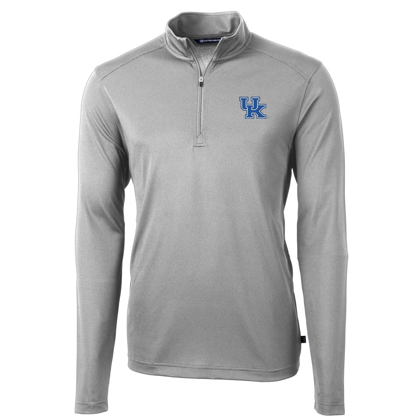 Men's Cutter & Buck Gray Kentucky Wildcats Virtue Eco Pique Recycled Quarter-Zip Jacket