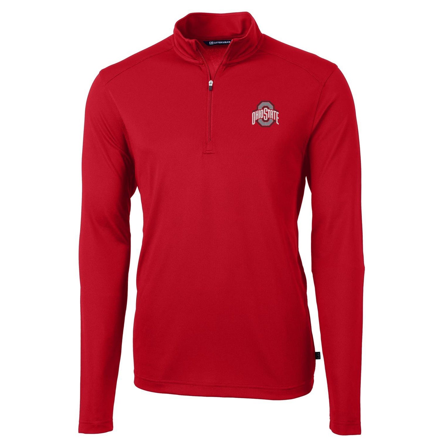 Men's Cutter & Buck Red Ohio State Buckeyes Virtue Eco Pique Recycled Quarter-Zip Jacket