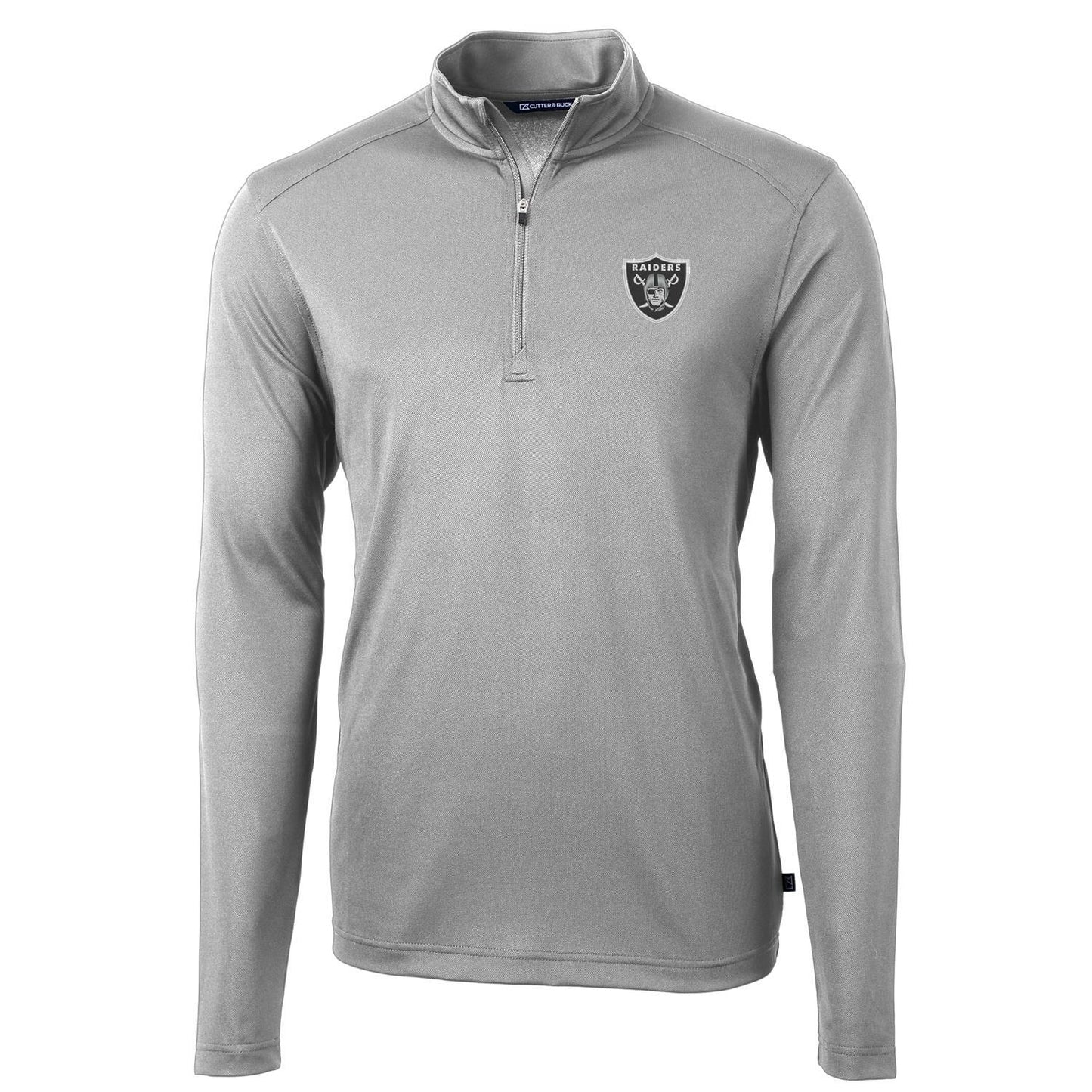 Men's Cutter & Buck Gray Las Vegas Raiders Virtue Eco Pique Recycled Quarter-Zip Pullover Jacket
