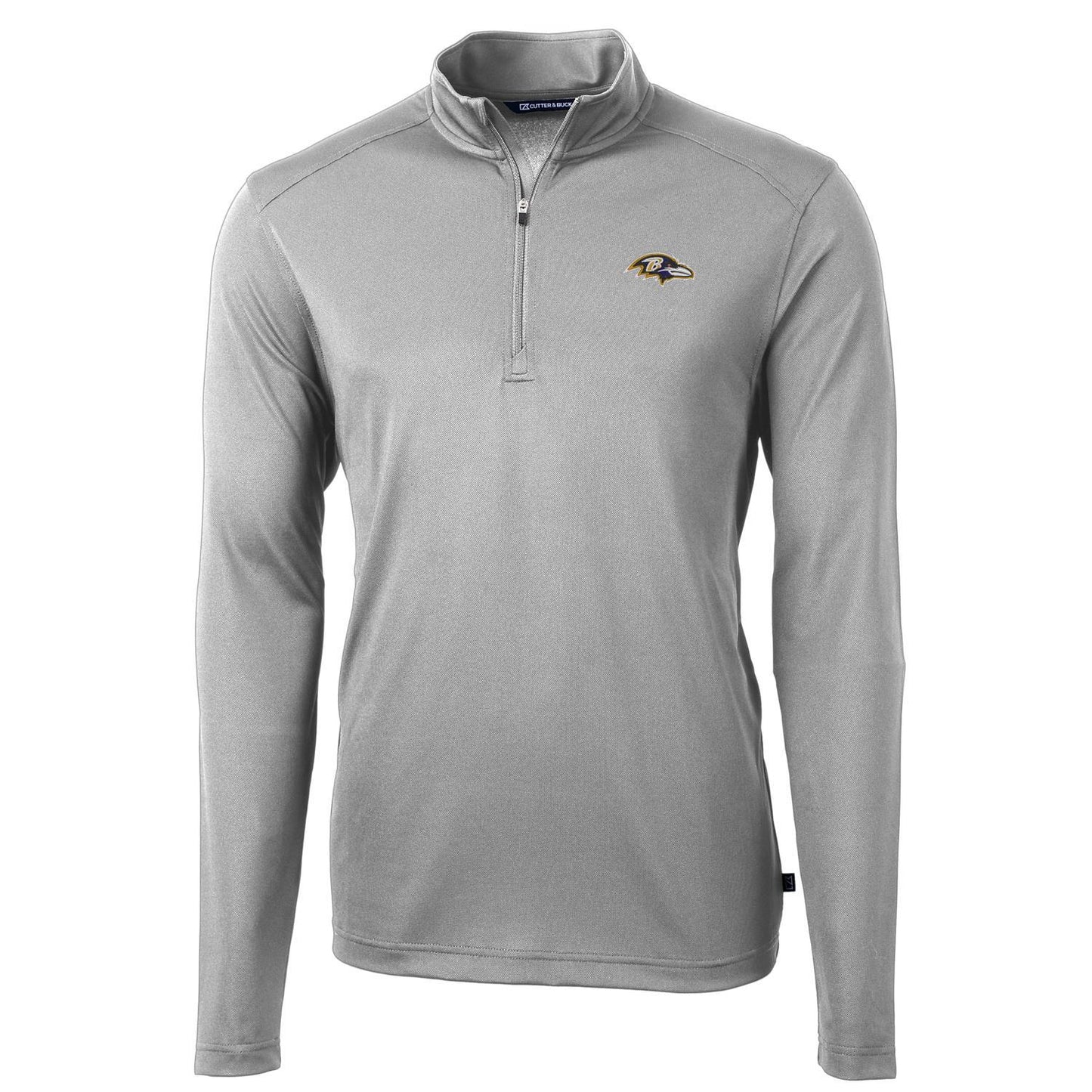 Men's Cutter & Buck Gray Baltimore Ravens Virtue Eco Pique Recycled Quarter-Zip Pullover Jacket