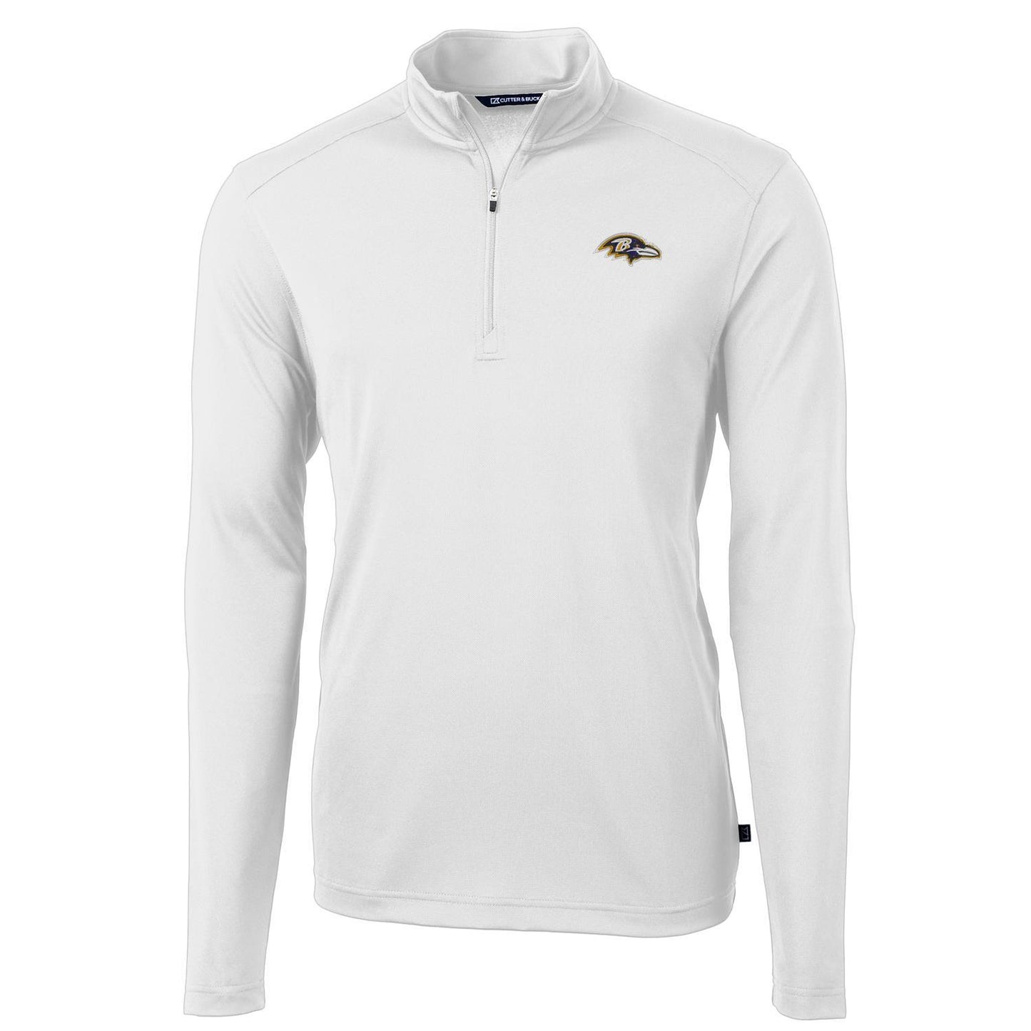 Men's Cutter & Buck White Baltimore Ravens Virtue Eco Pique Recycled Quarter-Zip Pullover Jacket