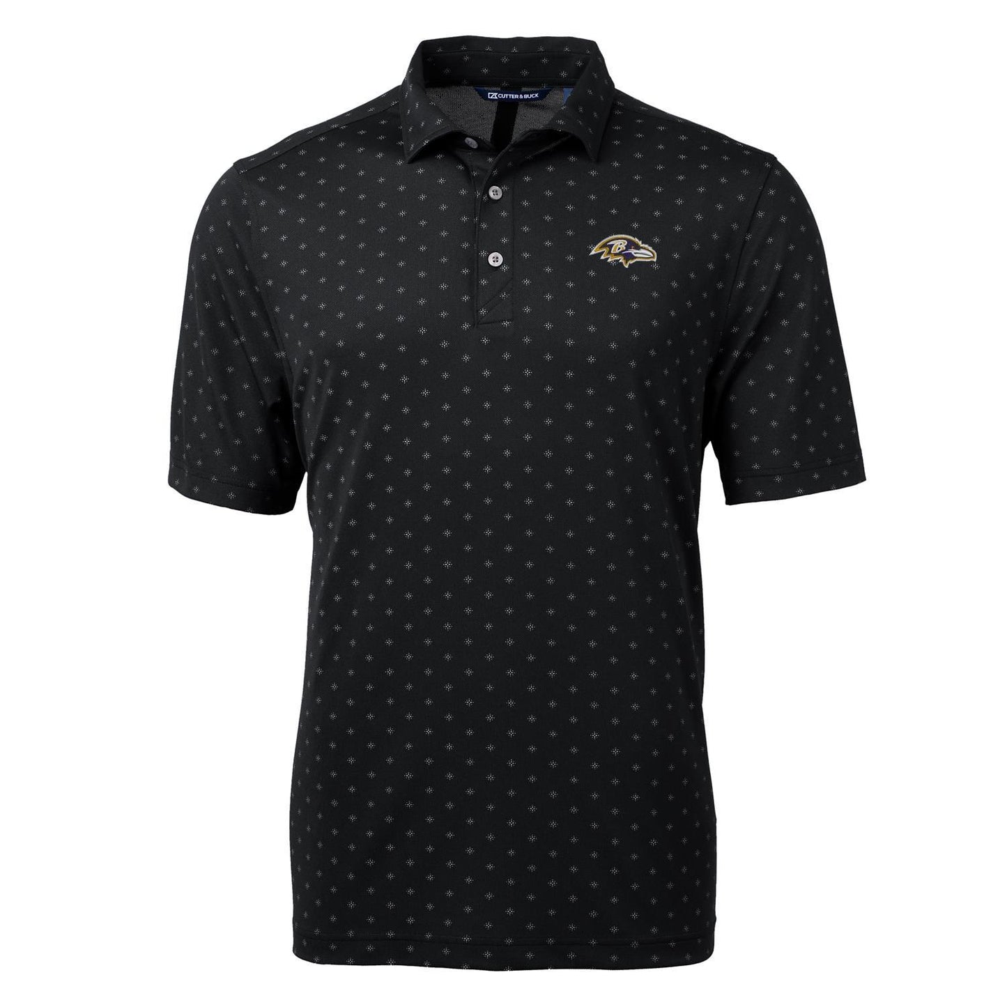 Men's Cutter & Buck Black Baltimore Ravens Virtue Eco Pique Tile Print Polo