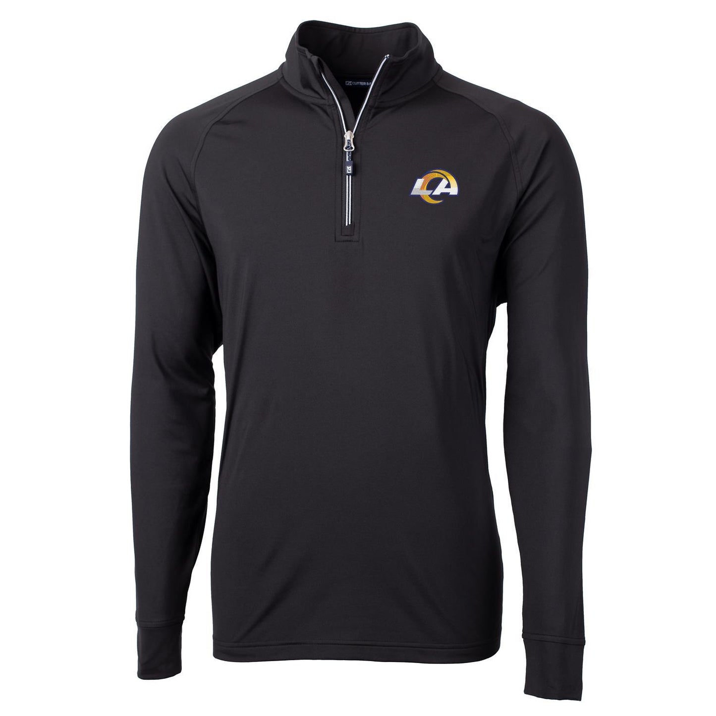 Men's Cutter & Buck Black Los Angeles Rams Big & Tall Adapt Eco Knit Quarter-Zip Pullover Jacket