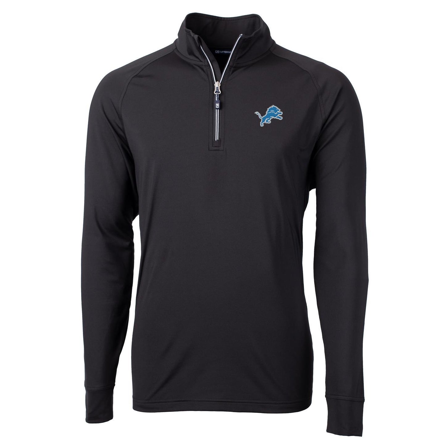 Men's Cutter & Buck Black Detroit Lions Big & Tall Adapt Eco Knit Quarter-Zip Pullover Jacket