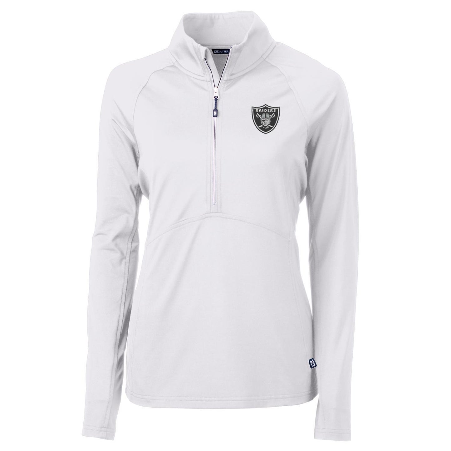 Women's Cutter & Buck White Las Vegas Raiders Adapt Eco Knit Half-Zip Pullover Jacket