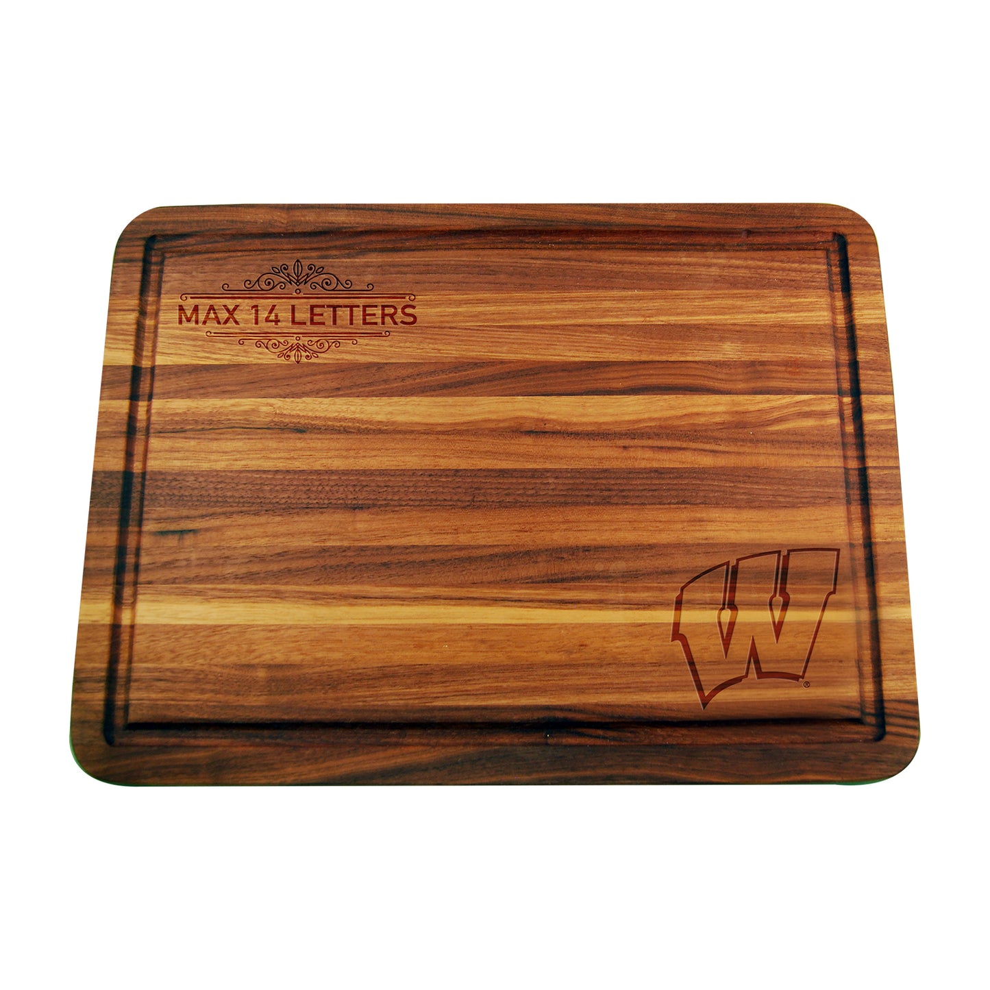 Wisconsin Badgers Large Acacia Personalized Cutting & Serving Board
