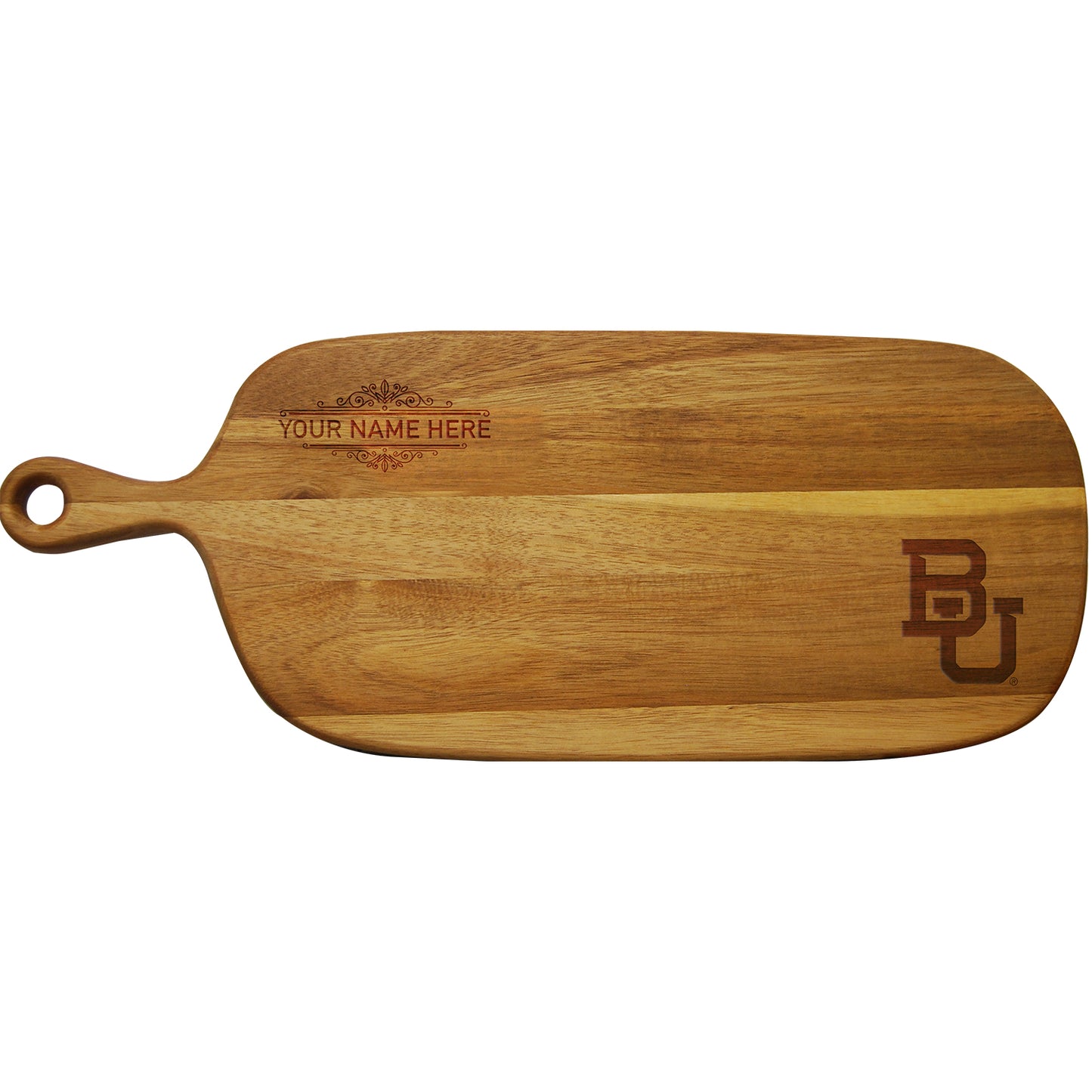Baylor Bears Personalized Acacia Paddle Serving Board
