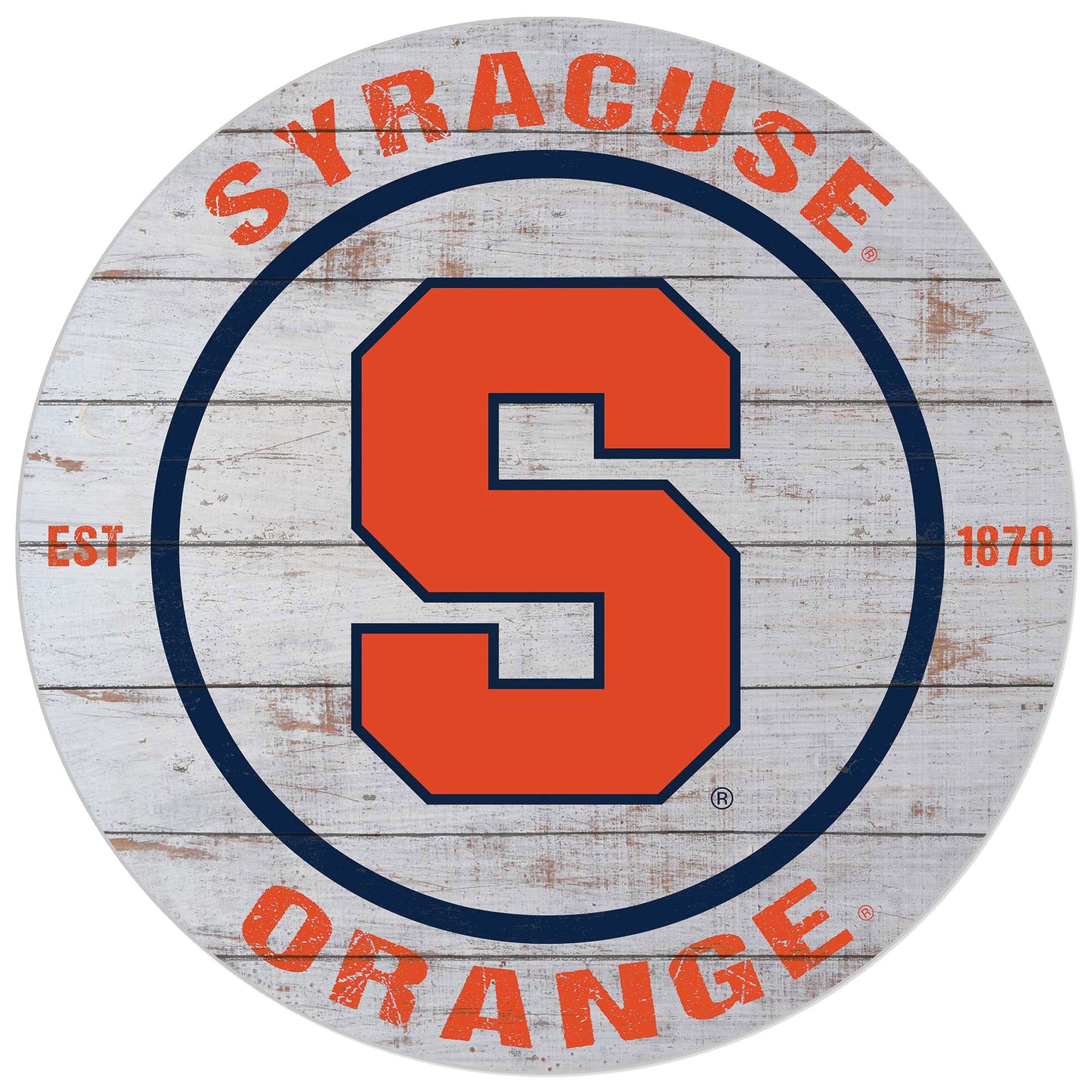 Syracuse Orange 20'' x 20'' Indoor/Outdoor Weathered Circle Sign