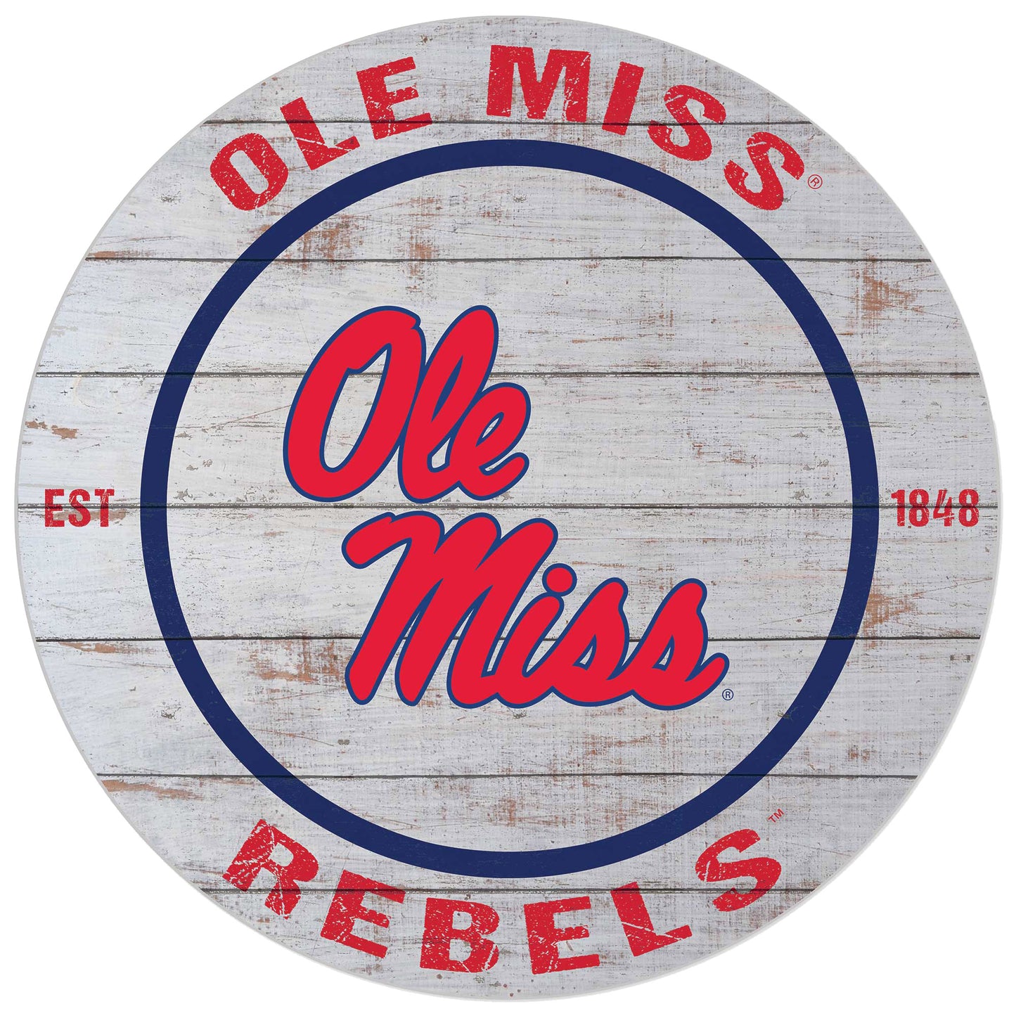 Ole Miss Rebels 20'' x 20'' Indoor/Outdoor Weathered Circle Sign