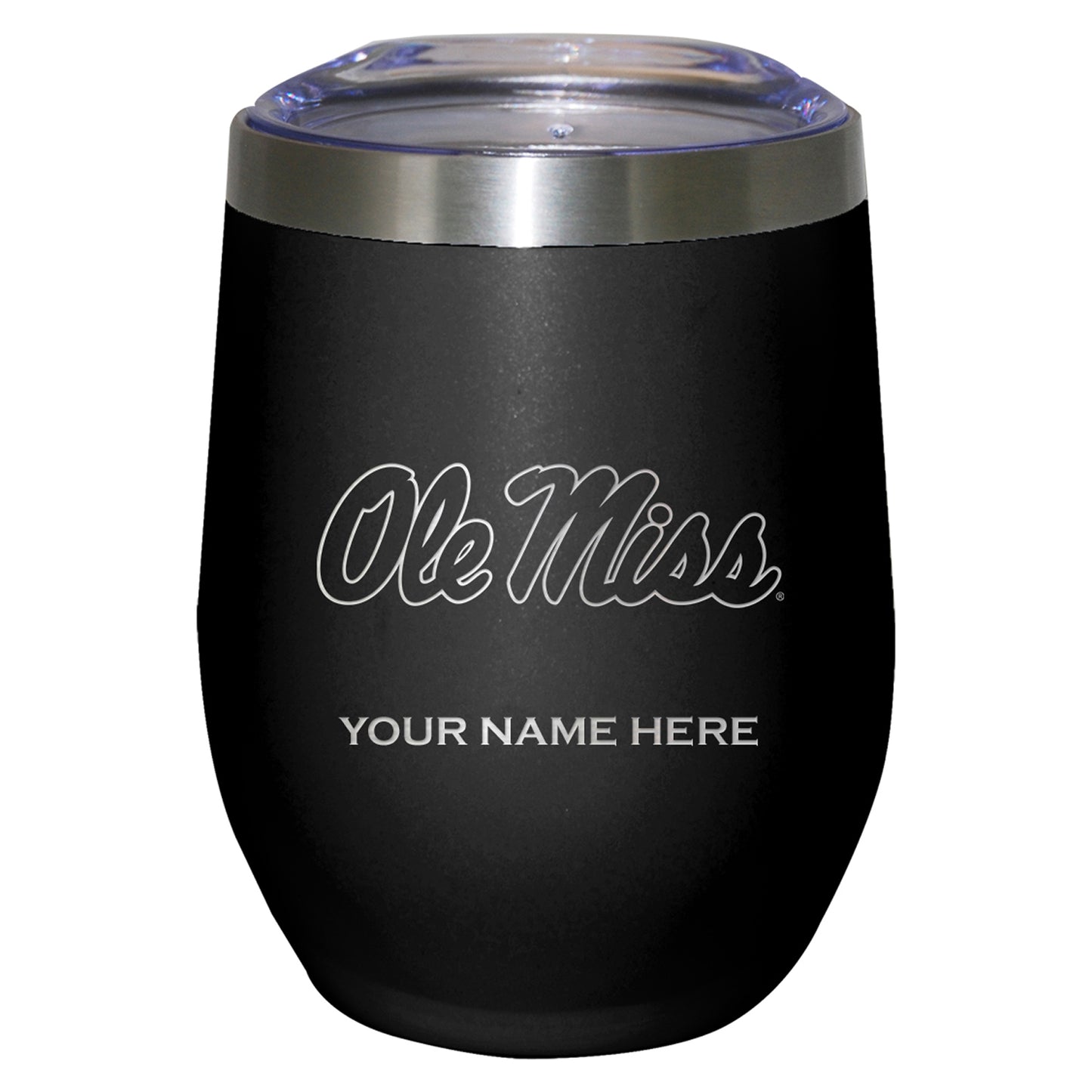 Black Ole Miss Rebels 12oz. Personalized Etched Stemless Tumbler