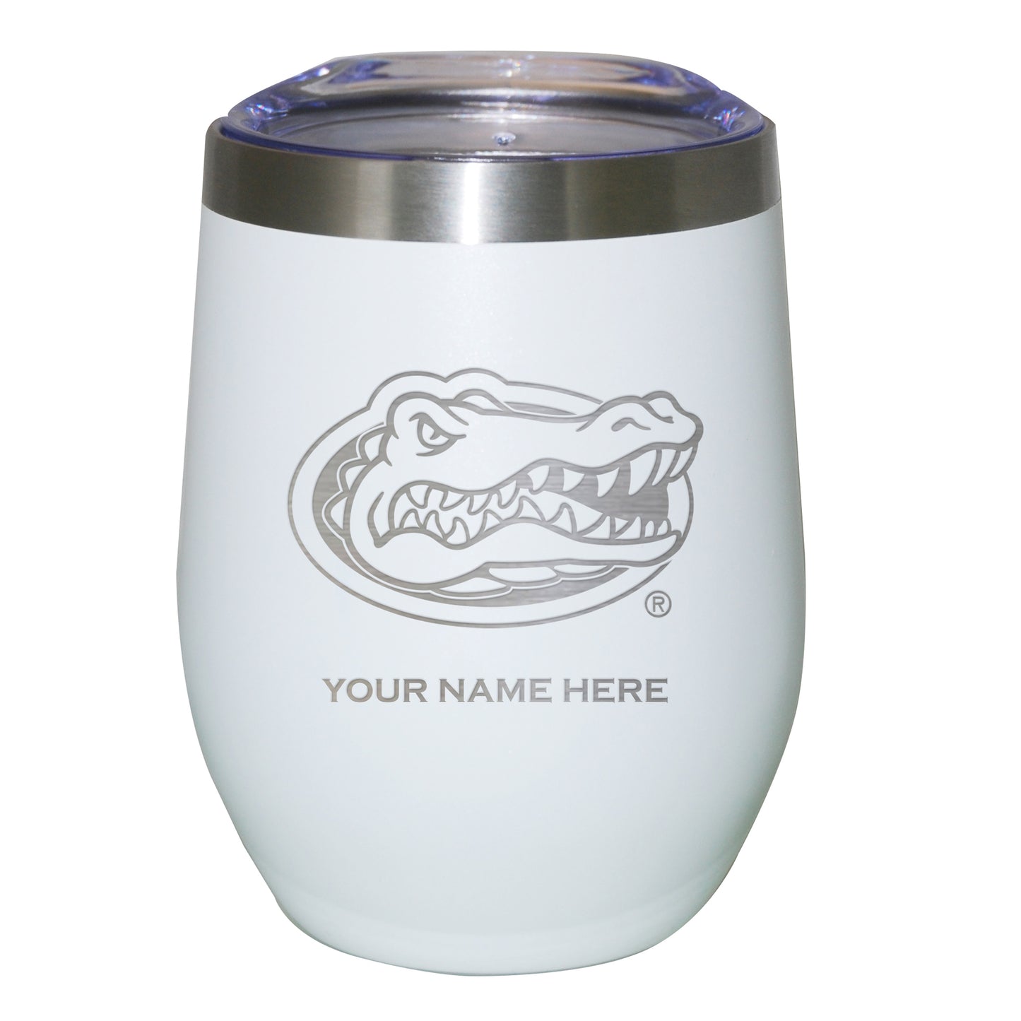 White Florida Gators 12oz. Personalized Etched Stemless Tumbler