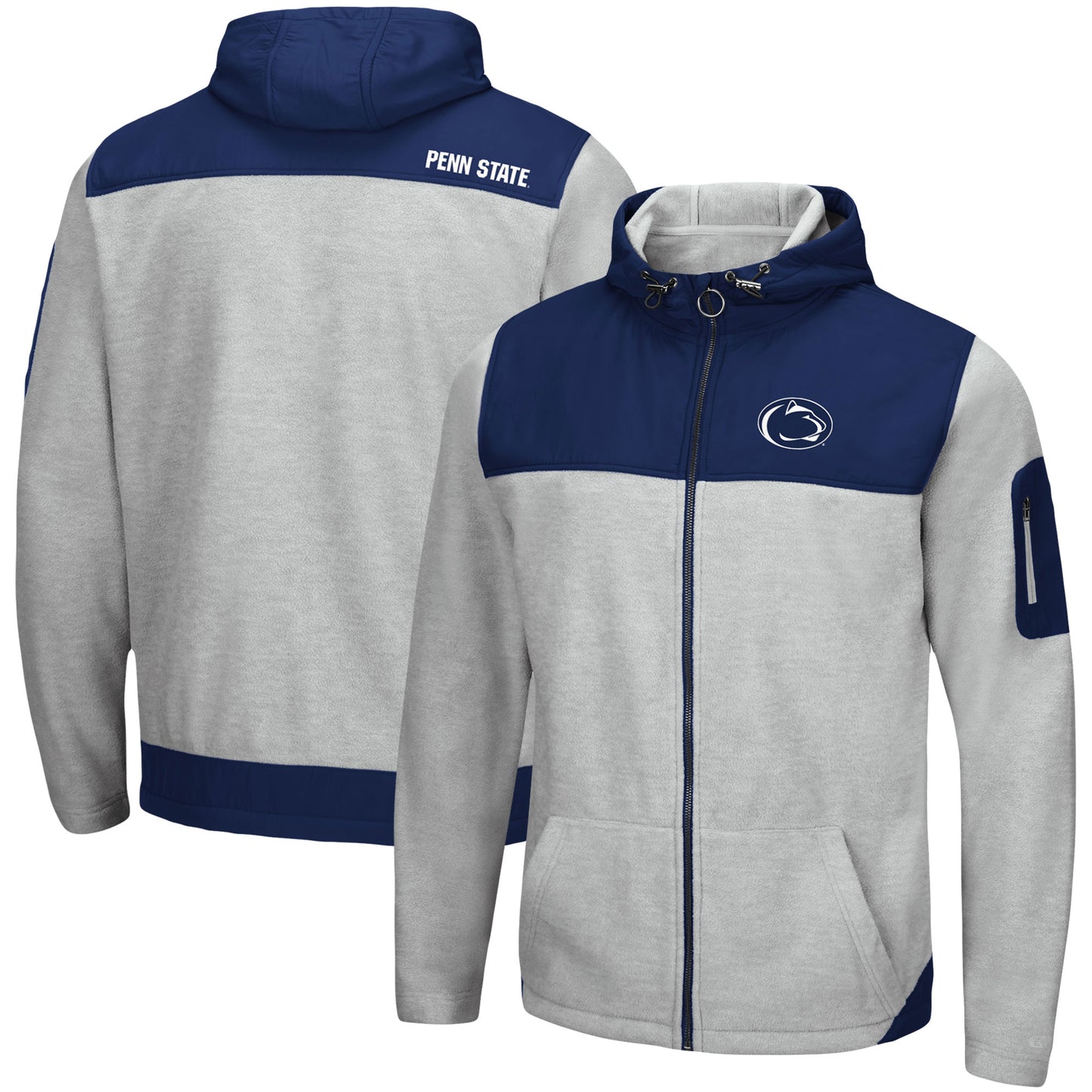 Men's Colosseum Heather Gray/Navy Penn State Nittany Lions Schwartz Lightweight Full-Zip Hoodie