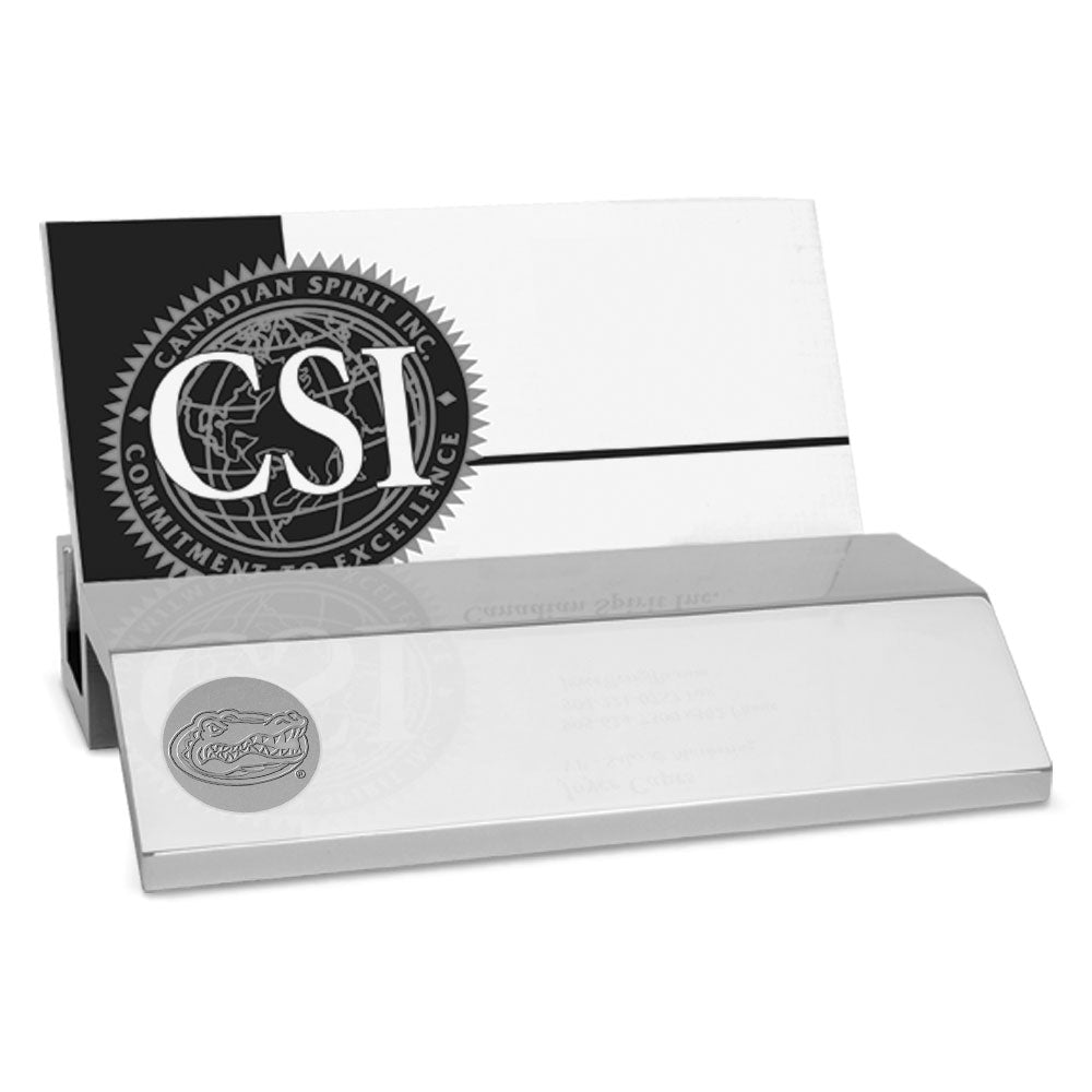 Silver Florida Gators Logo Business Card Holder