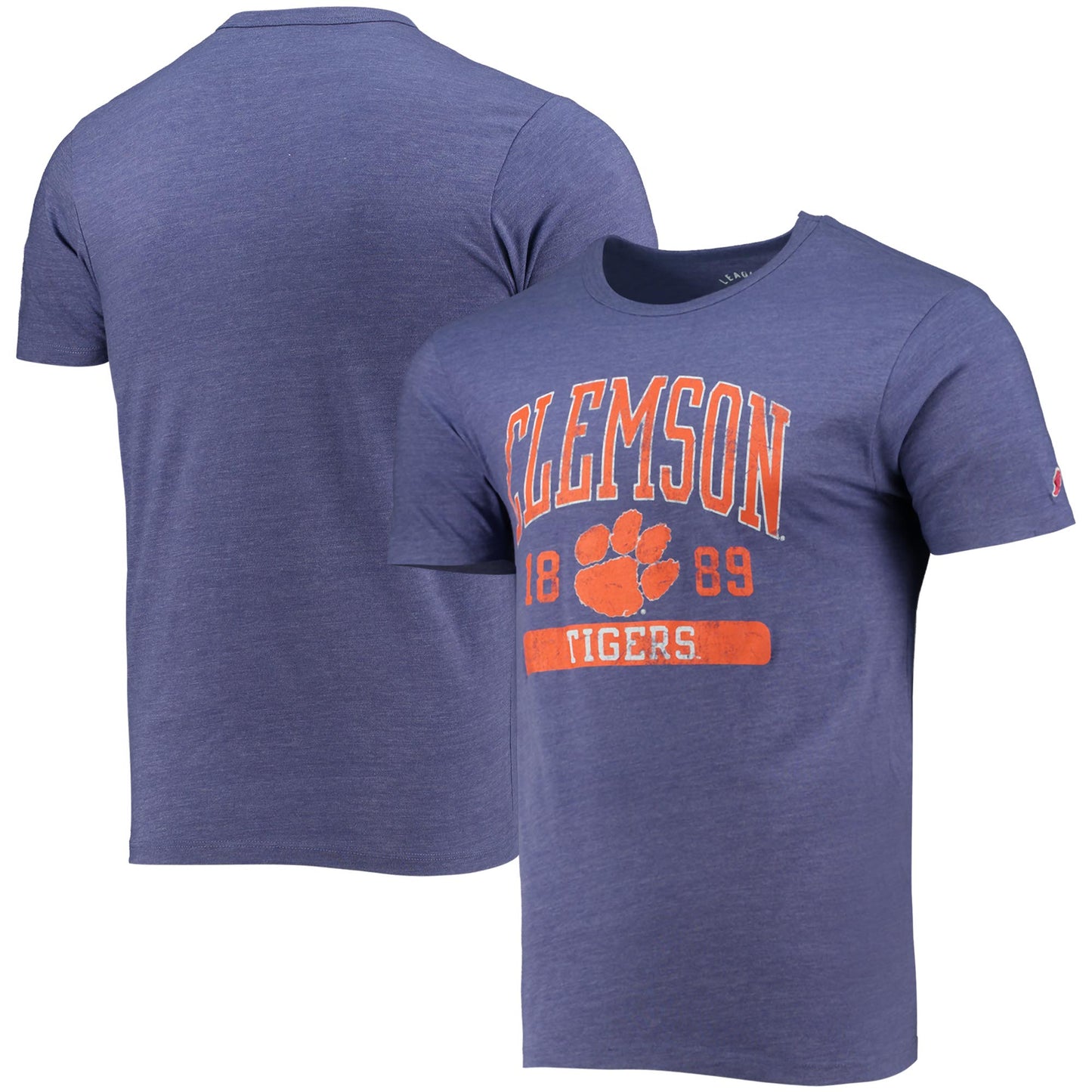 Men's League Collegiate Wear Heathered Purple Clemson Tigers Volume Up Victory Falls Tri-Blend T-Shirt