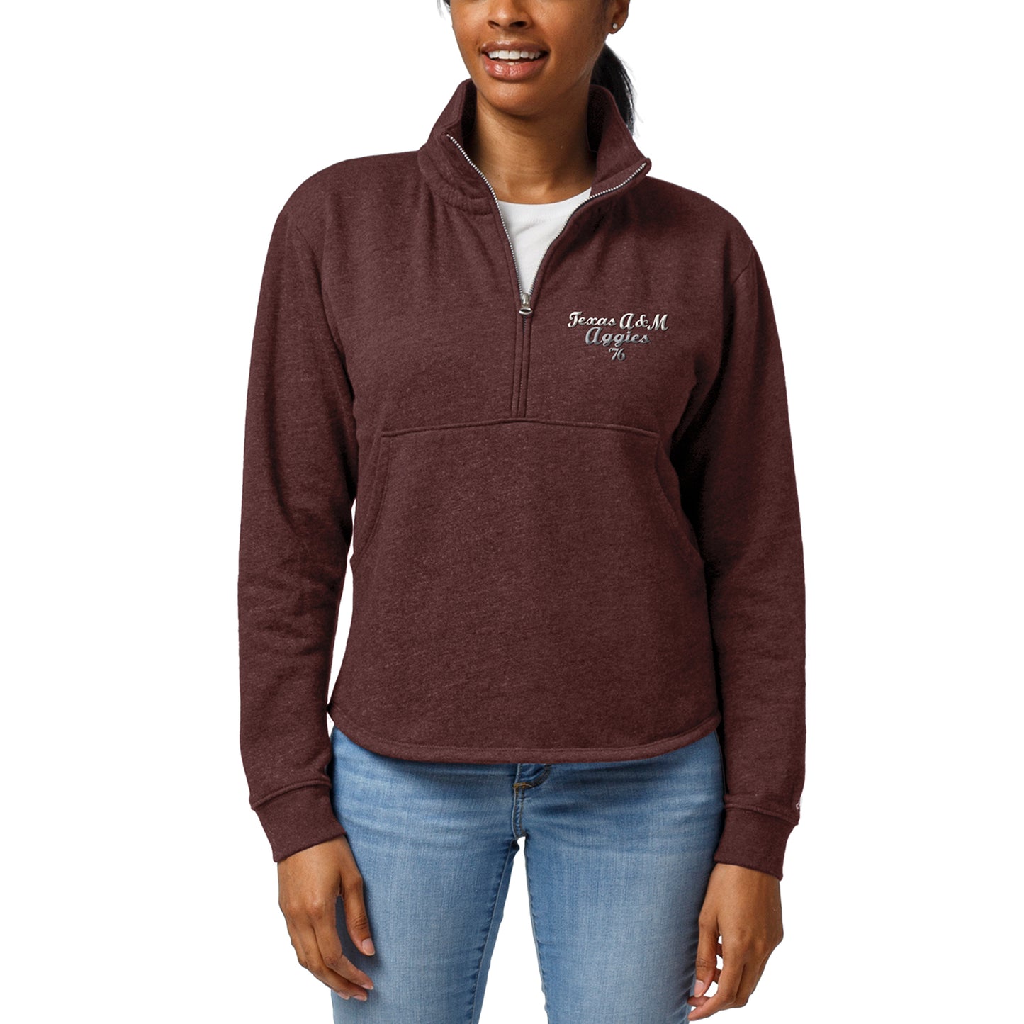Women's League Collegiate Wear Heathered Maroon Texas A&M Aggies Logo Victory Springs Half-Zip Pullover Jacket